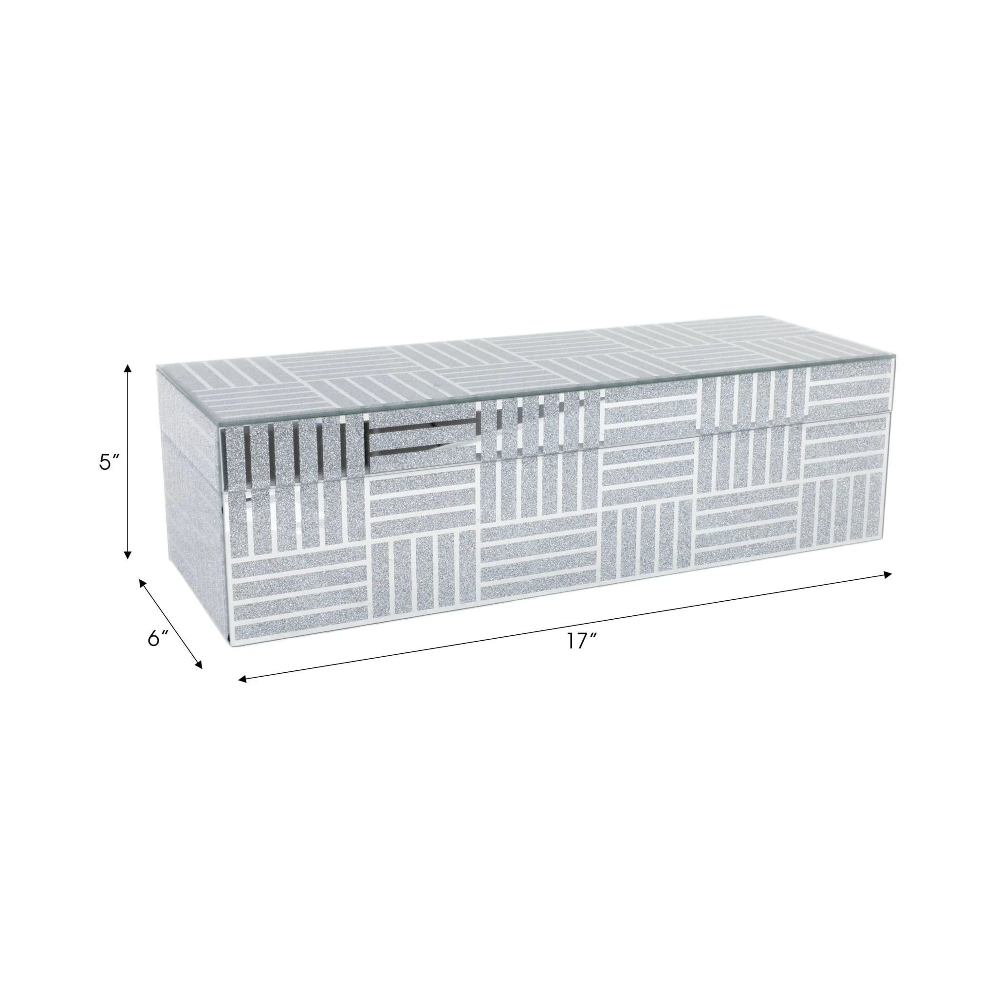 17x6" Dashes Glass Box, Silver - Image 5