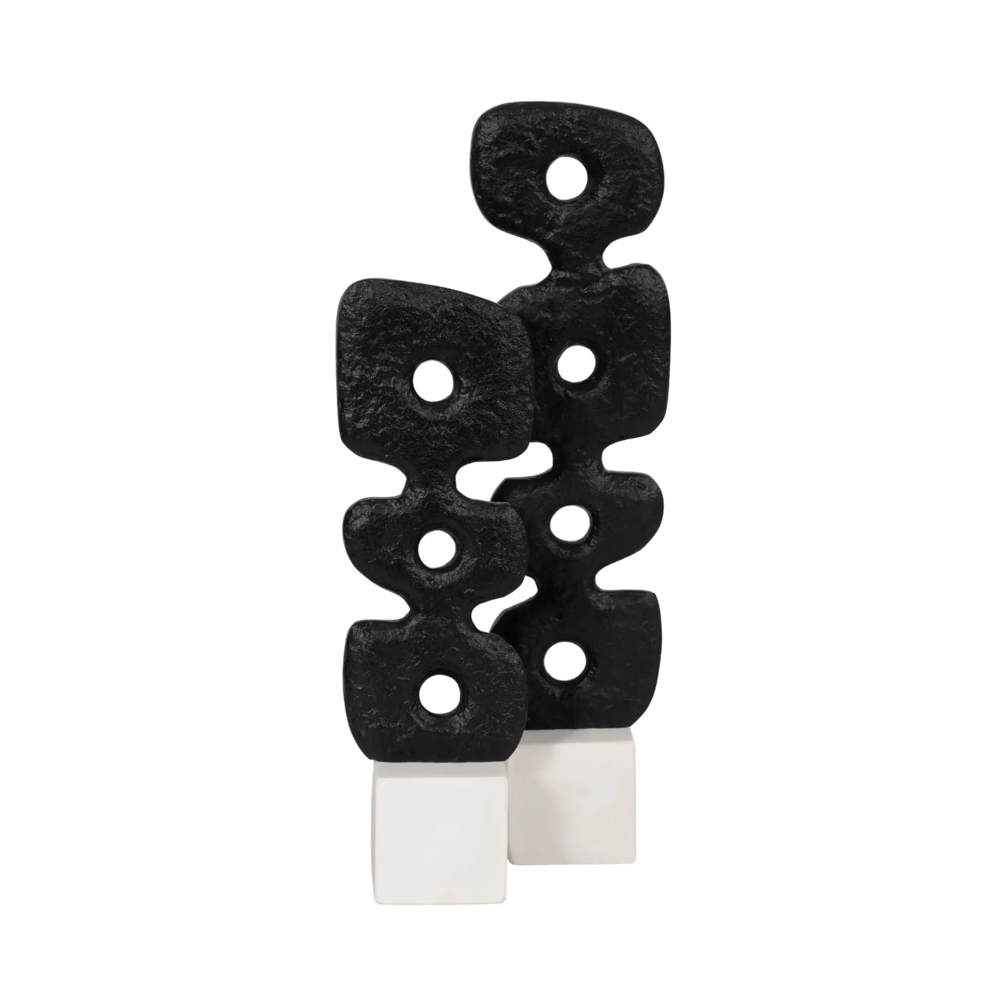 18" Abstract Totem Sculpture  Marble Base, Black/w - Image 7
