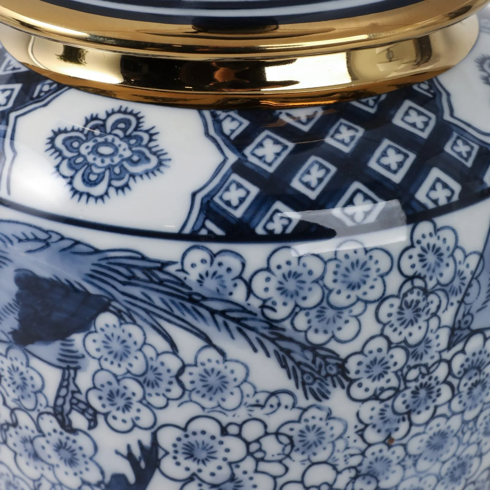 18" Chinoiserie Table Lamp Gold Trim, White/blue - Image 6