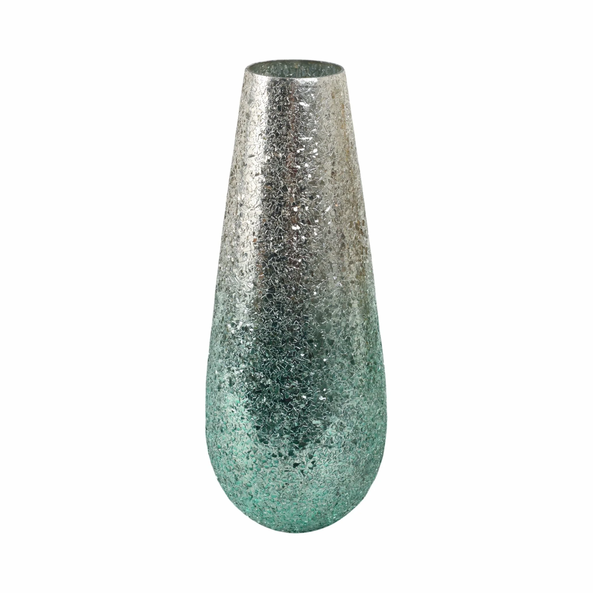 18" Crackled Vase, Green Ombre - Image 3
