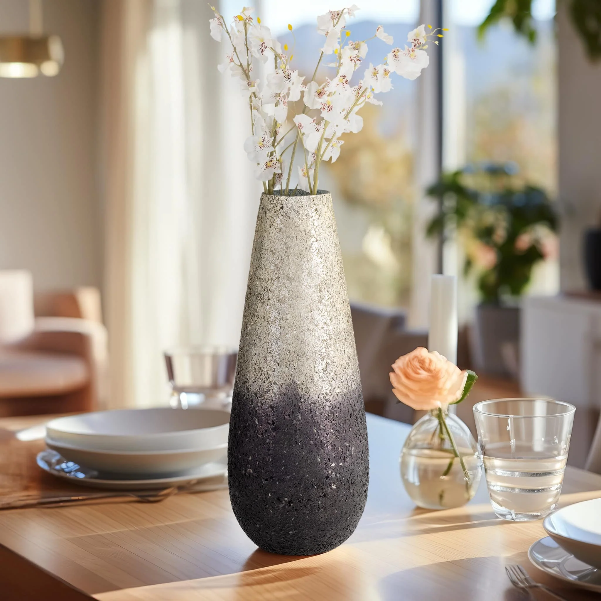 18" Crackled Vase, Plum Ombre - Image 11