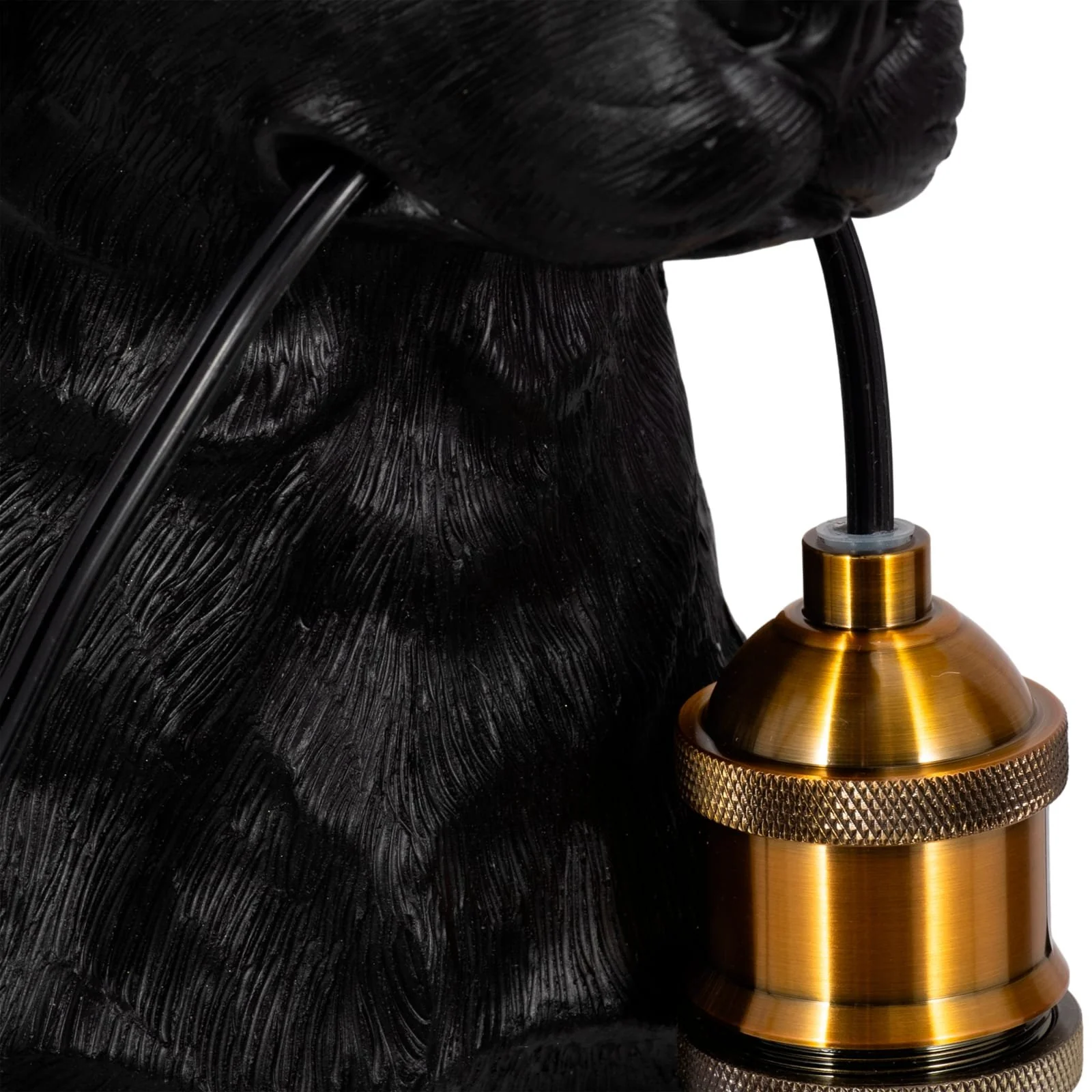 18" Dog Holding Lightbulb Table Lamp, Black/gold - Image 7
