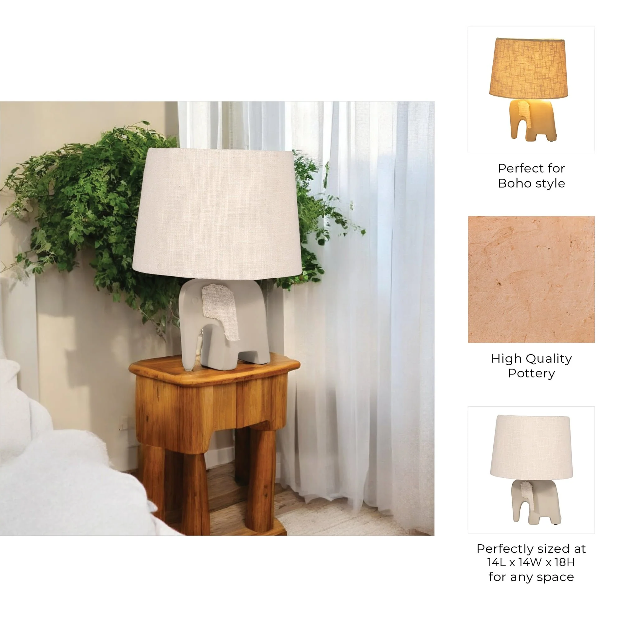 18" Ecomix Elephant Lamp, Beige - Image 10