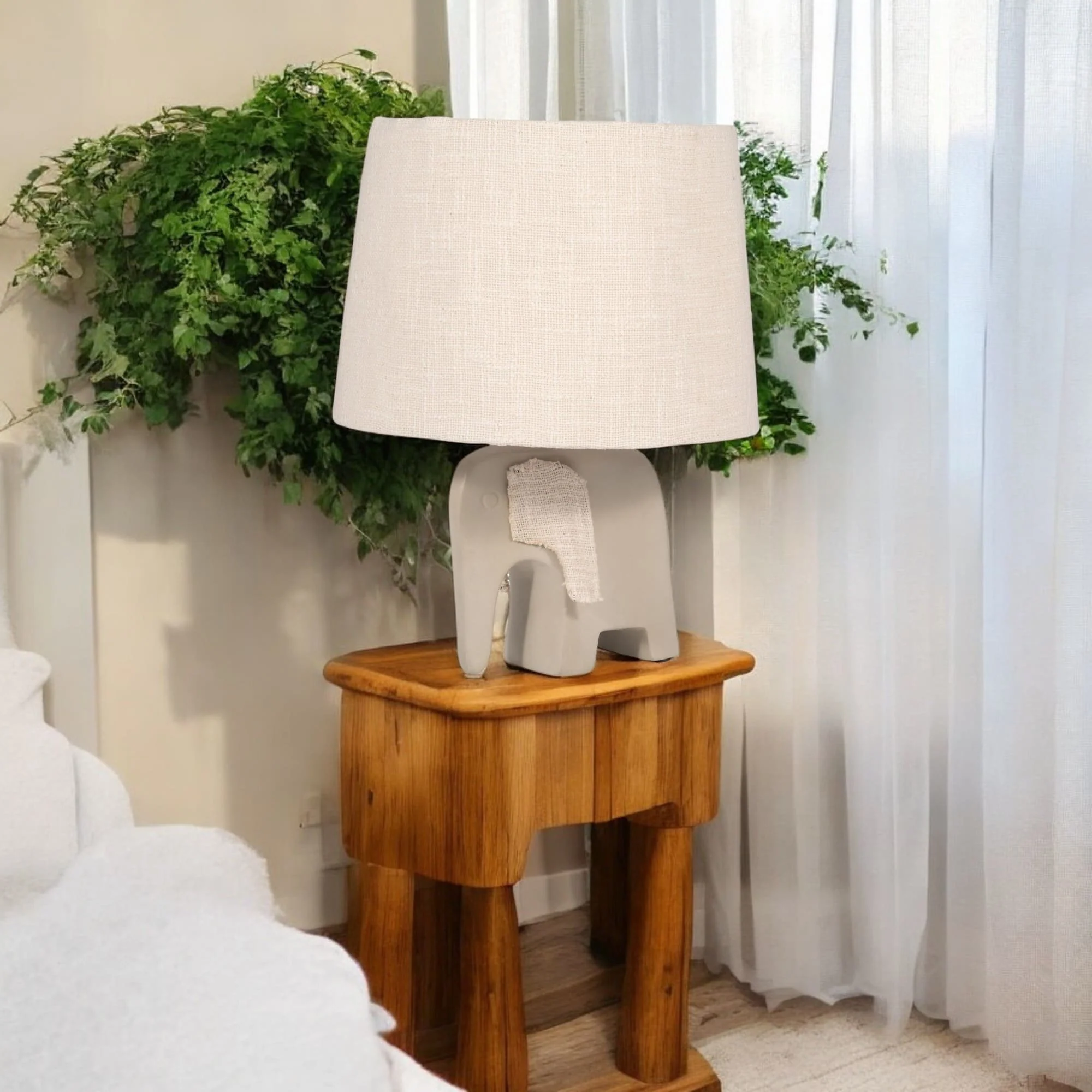 18" Ecomix Elephant Lamp, Beige - Image 12