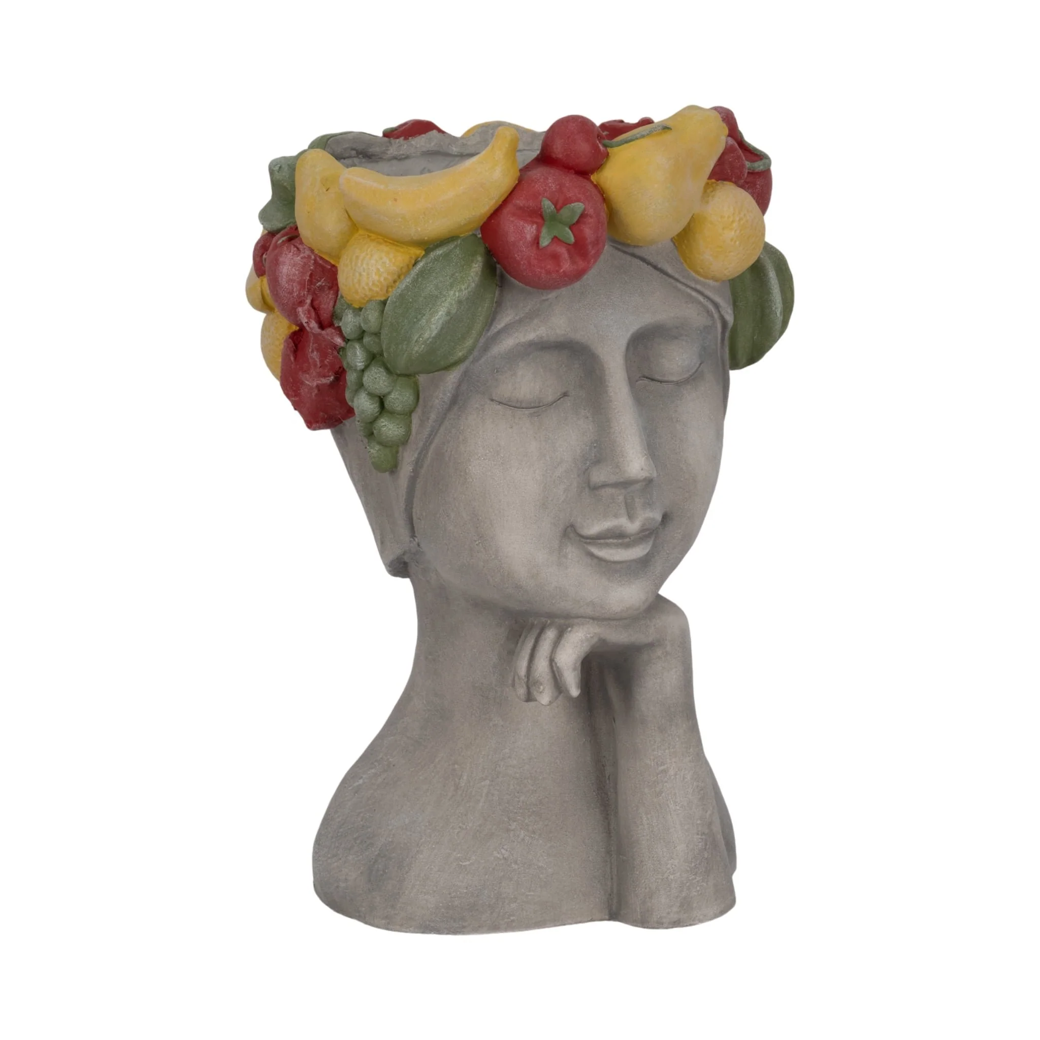 18" Lady With Fruit Planter, Grey/multi - Image 2