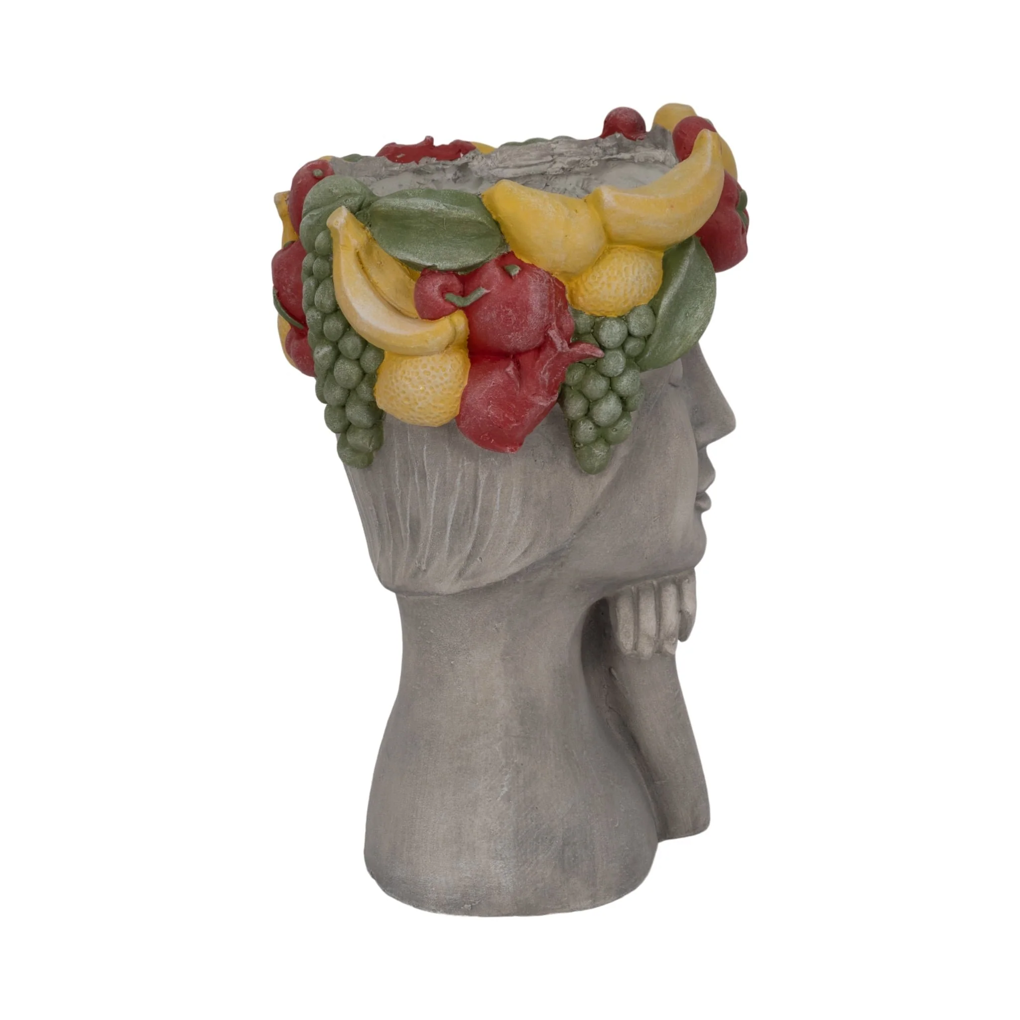 18" Lady With Fruit Planter, Grey/multi - Image 3