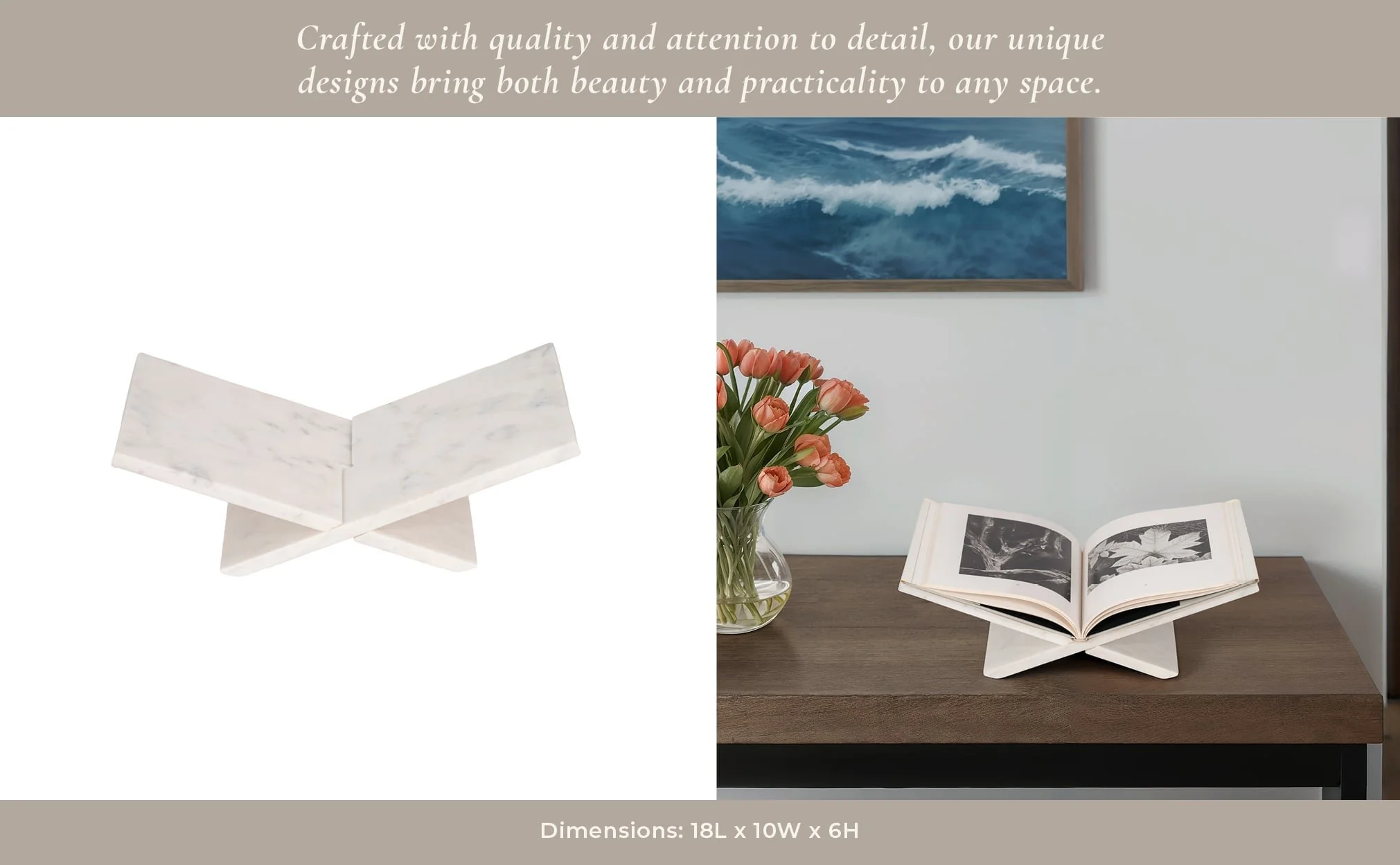 18" Marble Bookstand, White, Kd - Image 11