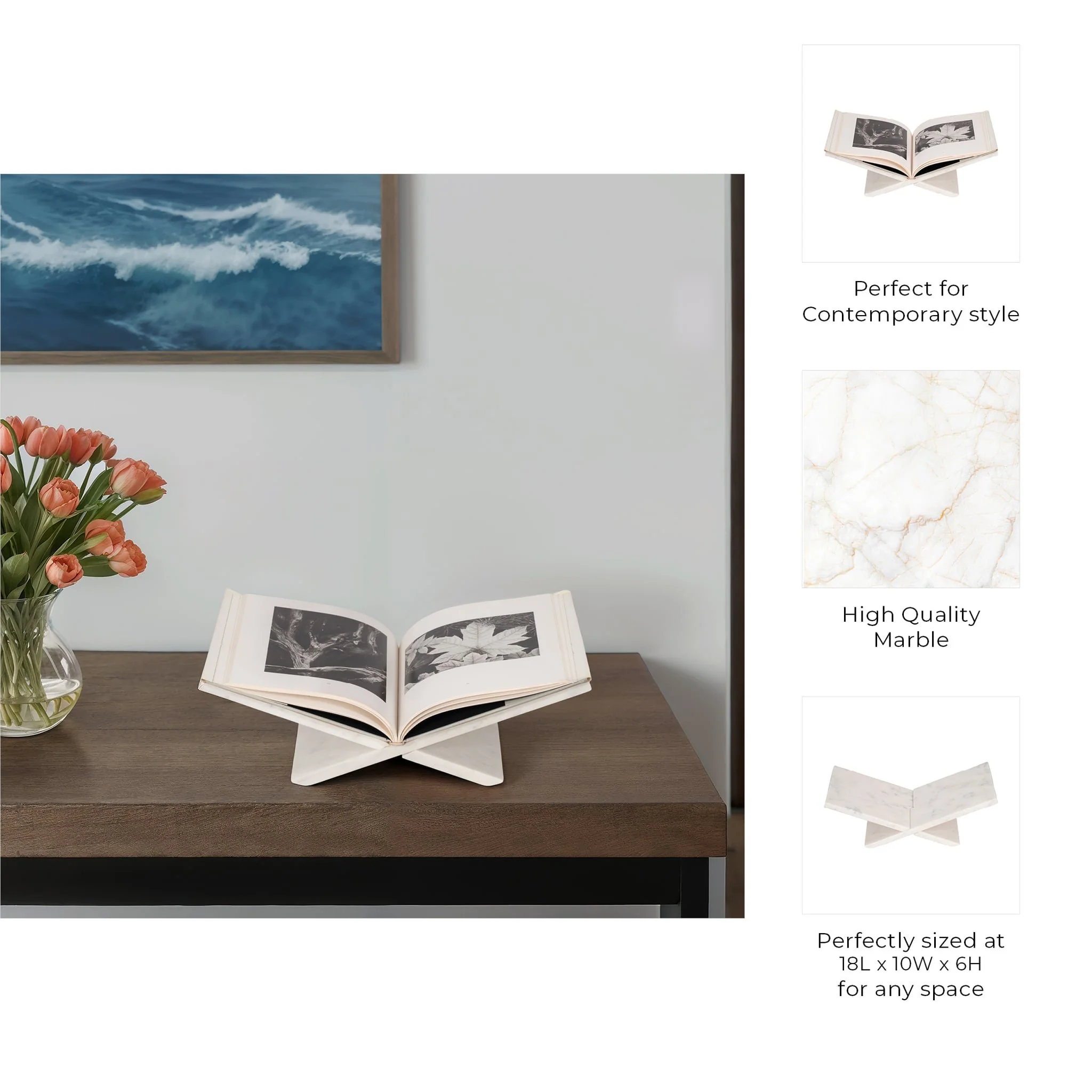 18" Marble Bookstand, White, Kd - Image 9
