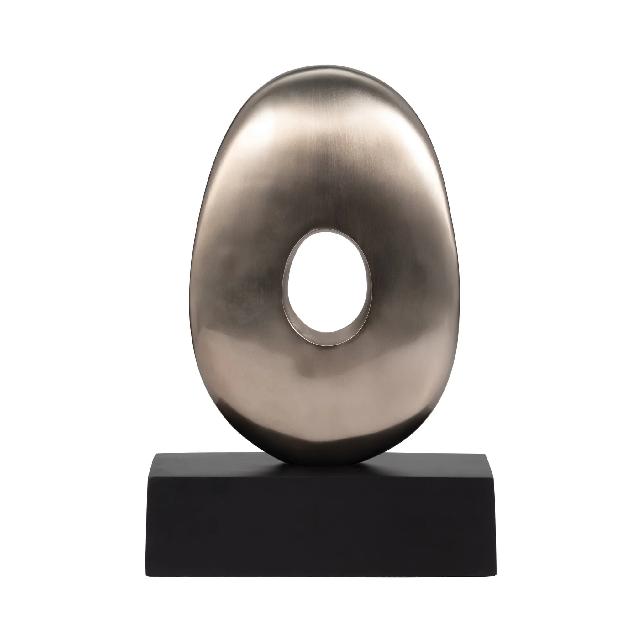 18", Metal Oval Sculpture,slvr/blk - Image 4