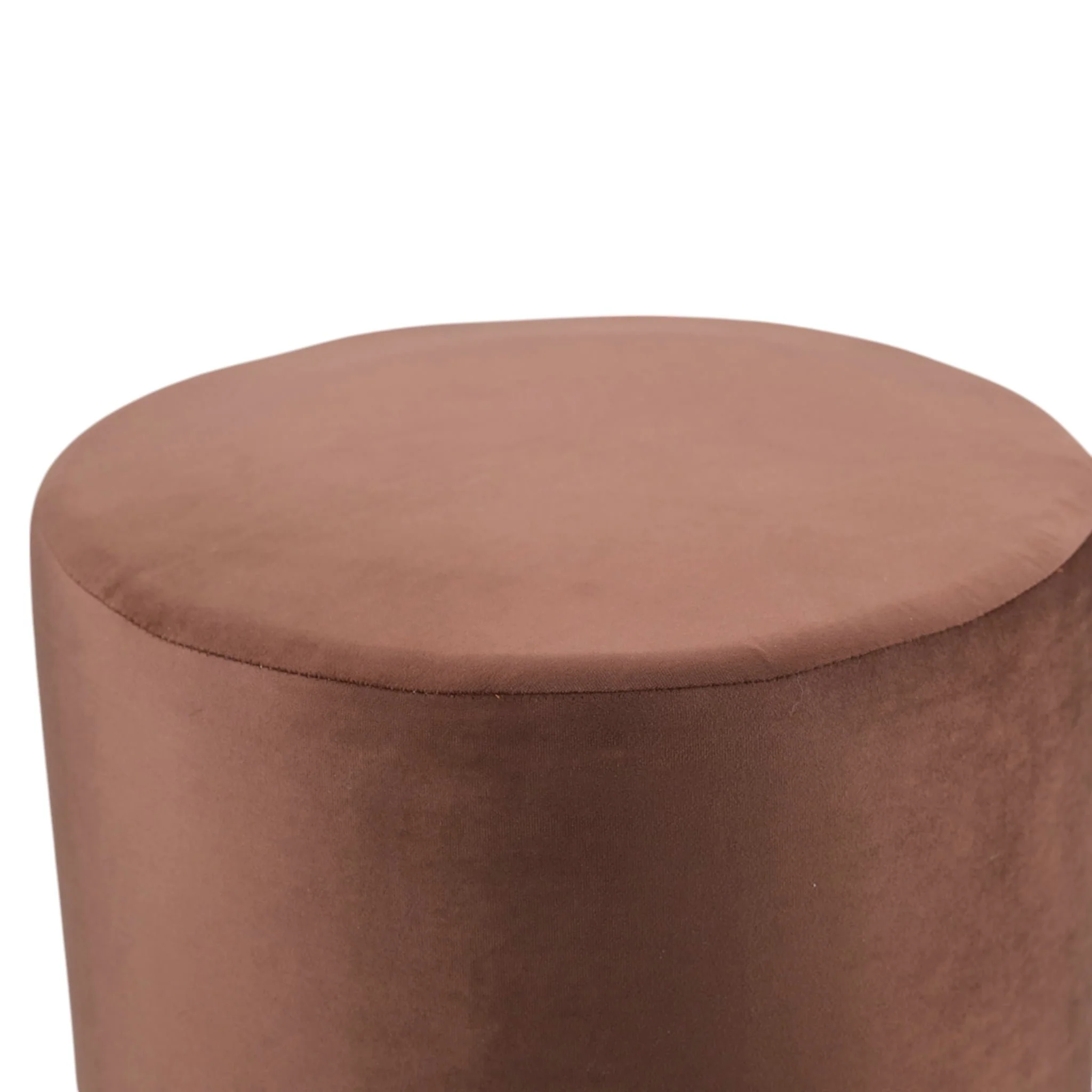 18" Modern Velvet Ottoman With Wood Base, Brown - Image 5