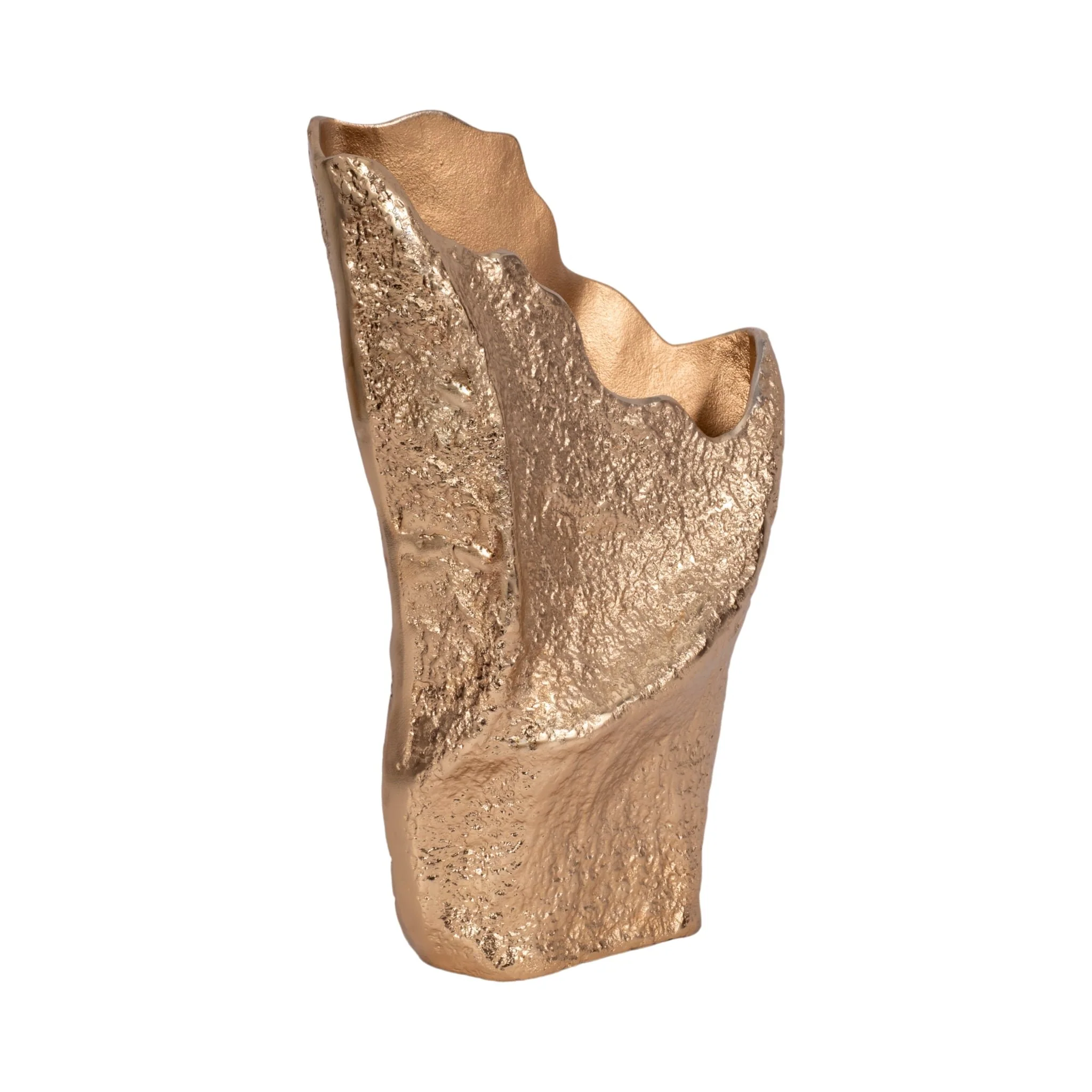 18" Organic Edge Metal Vase, Champagne - Image 3