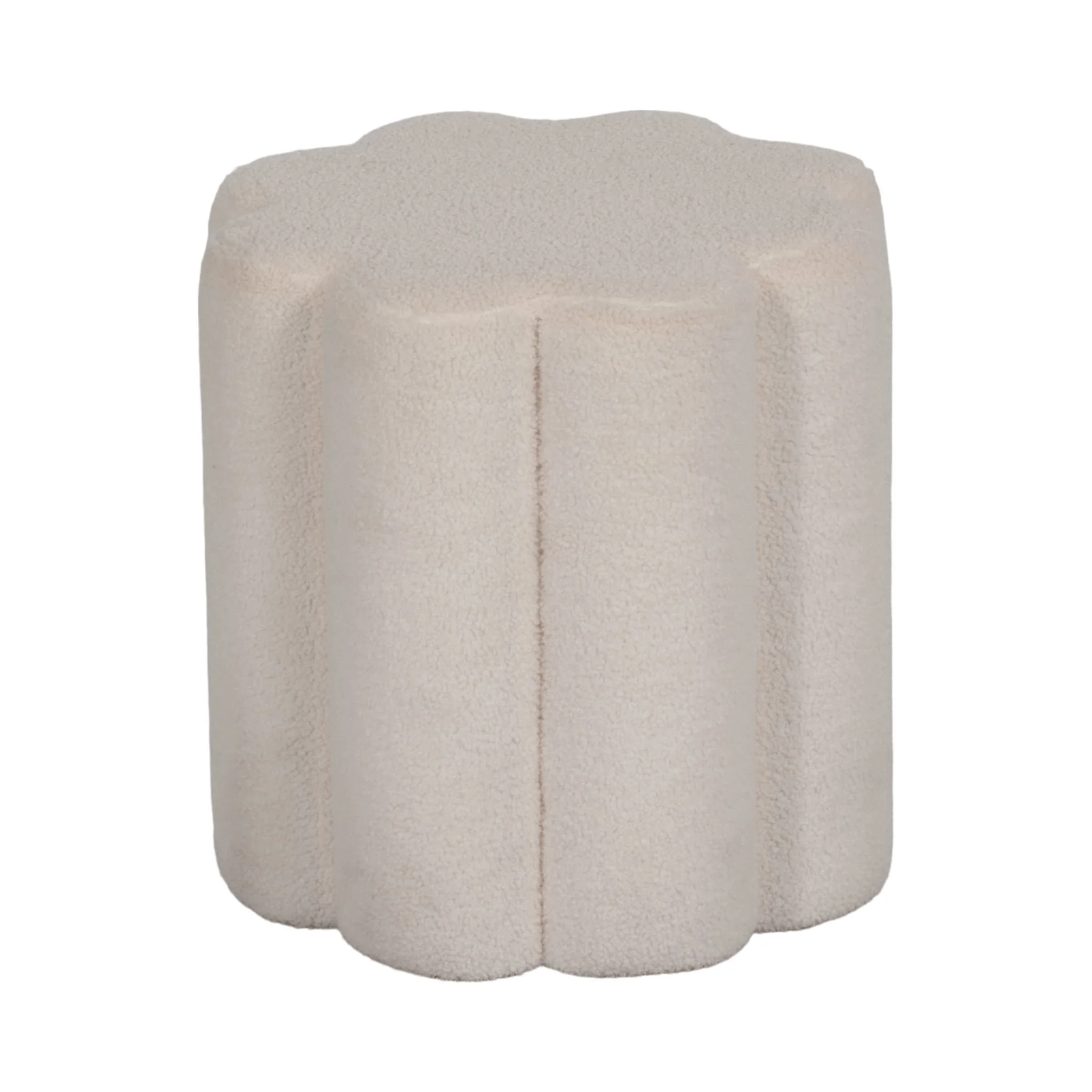 18" Petal Shaped Boucle Ottoman, White - Image 2