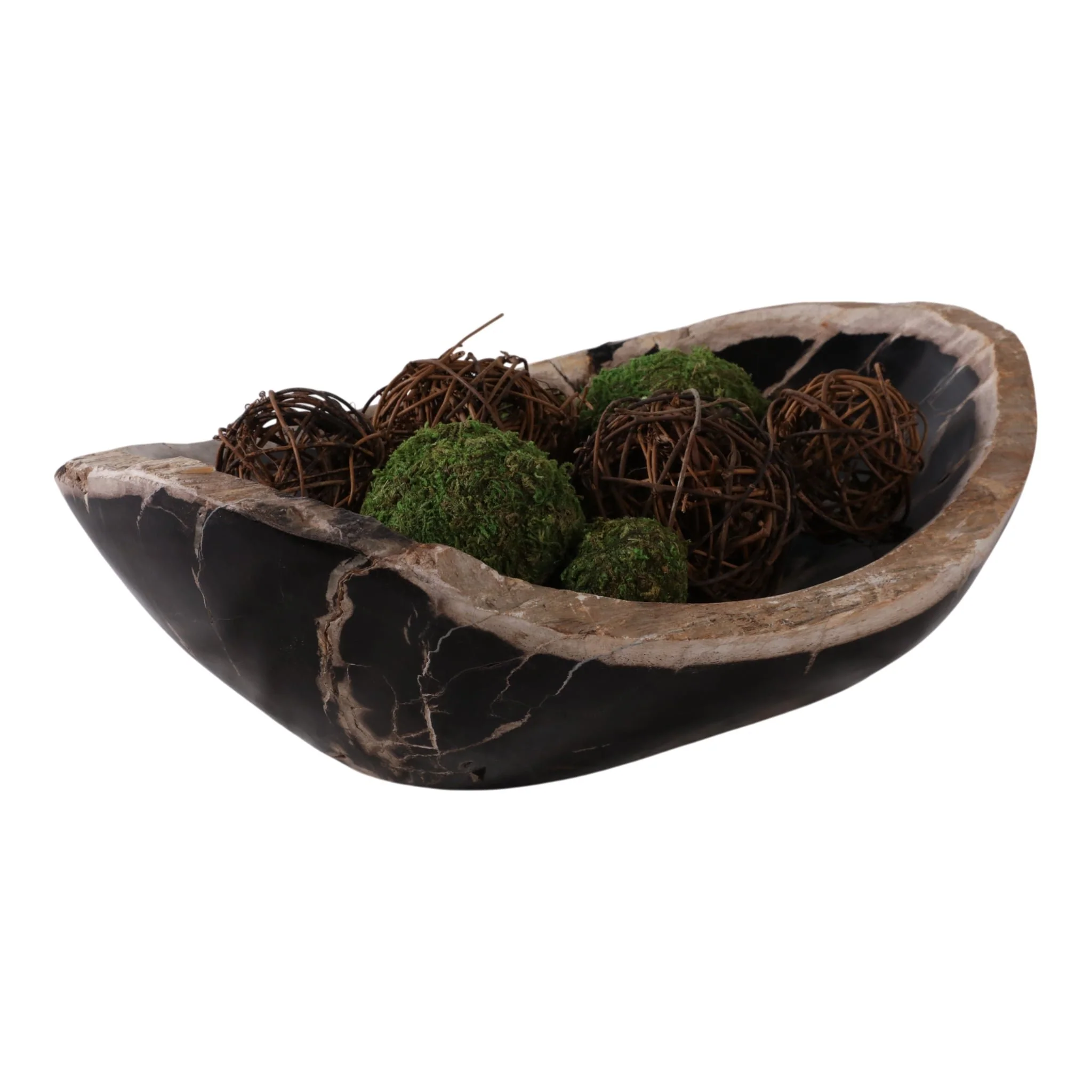 18" Petrified Wood Oval Bowl, Multi - Image 2