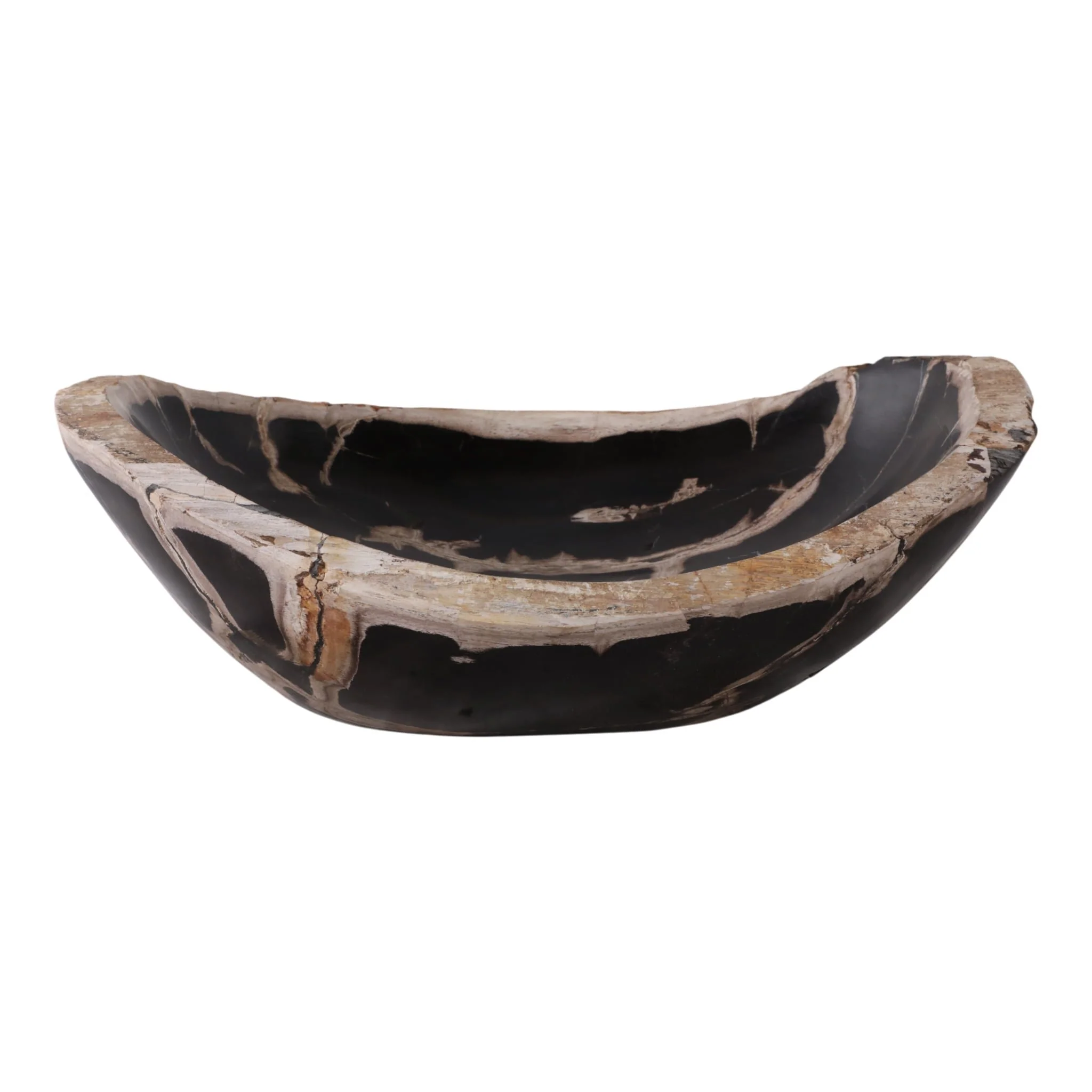 18" Petrified Wood Oval Bowl, Multi - Image 4