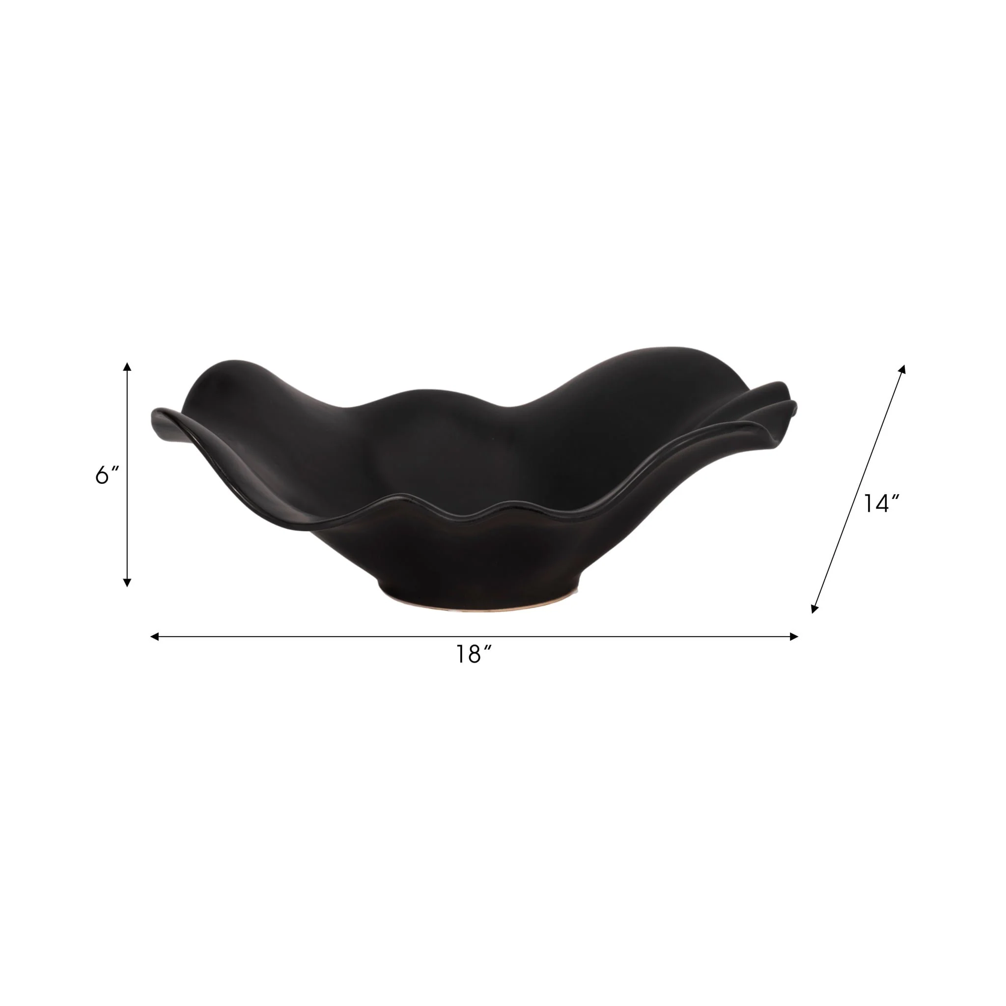 18" Ruffled Edge Bowl Matte Finish, Black - Image 9