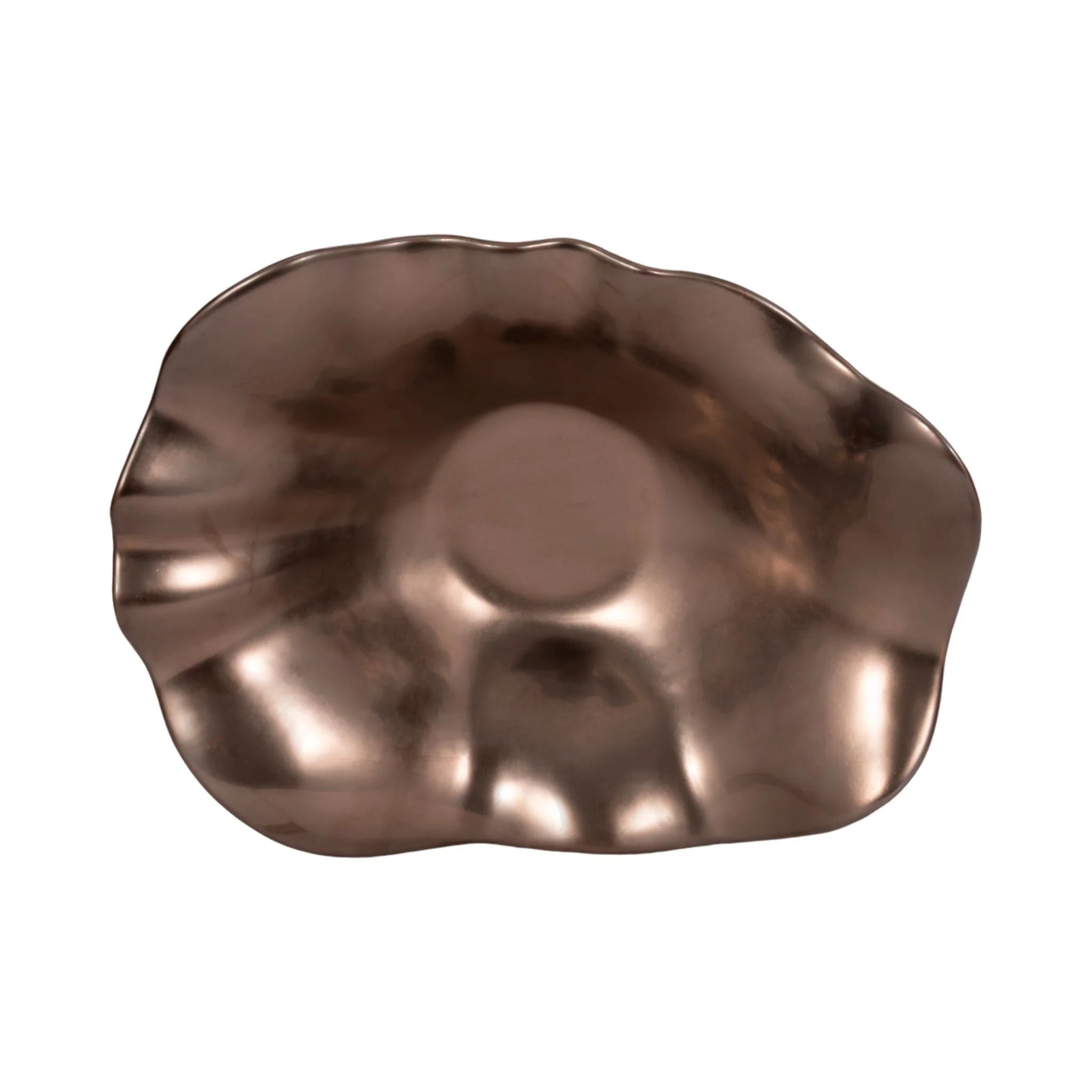 18" Ruffled Edge Bowl, Metal Bronze - Image 6