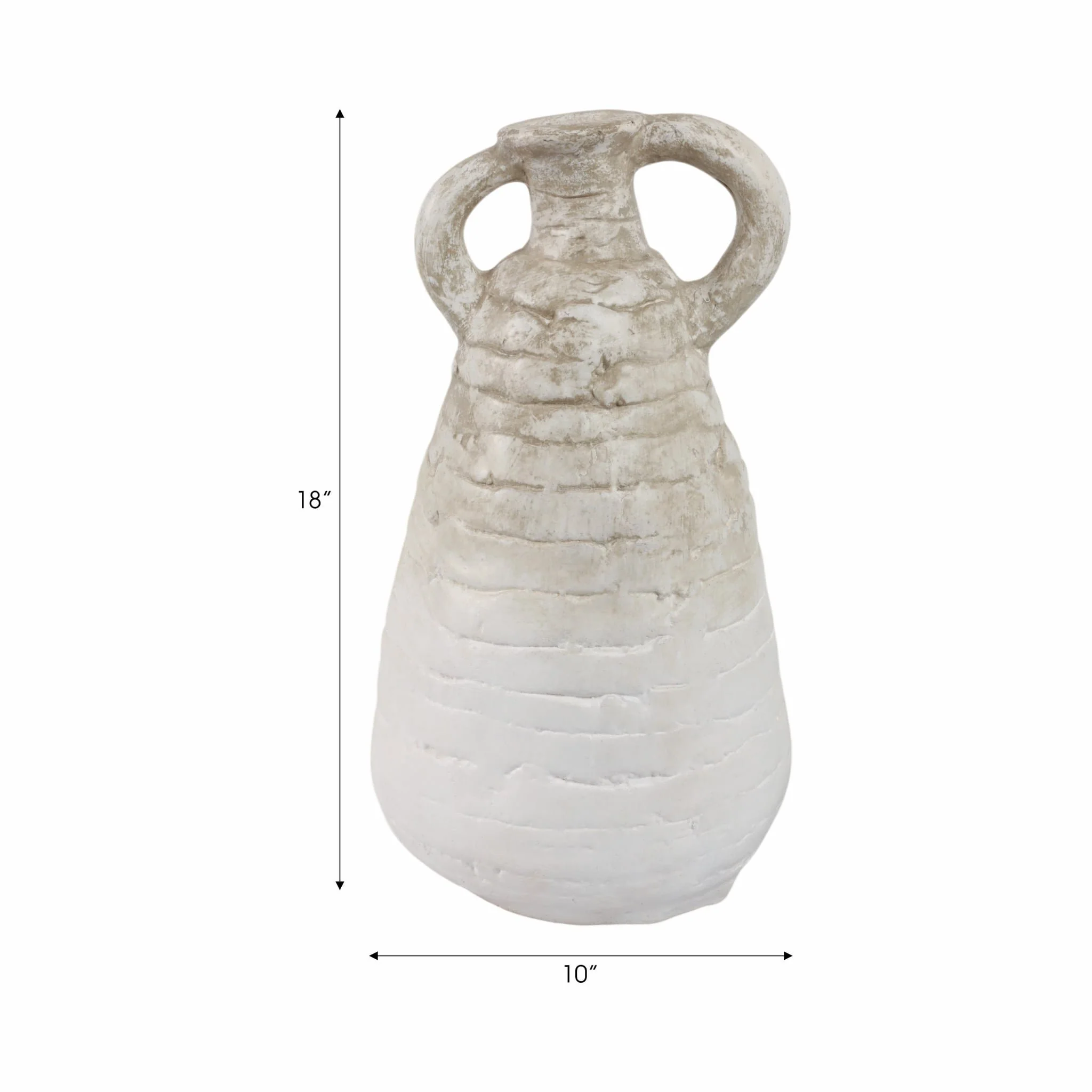 18" Slanted Terracotta Eared Vase, Ivory - Image 8