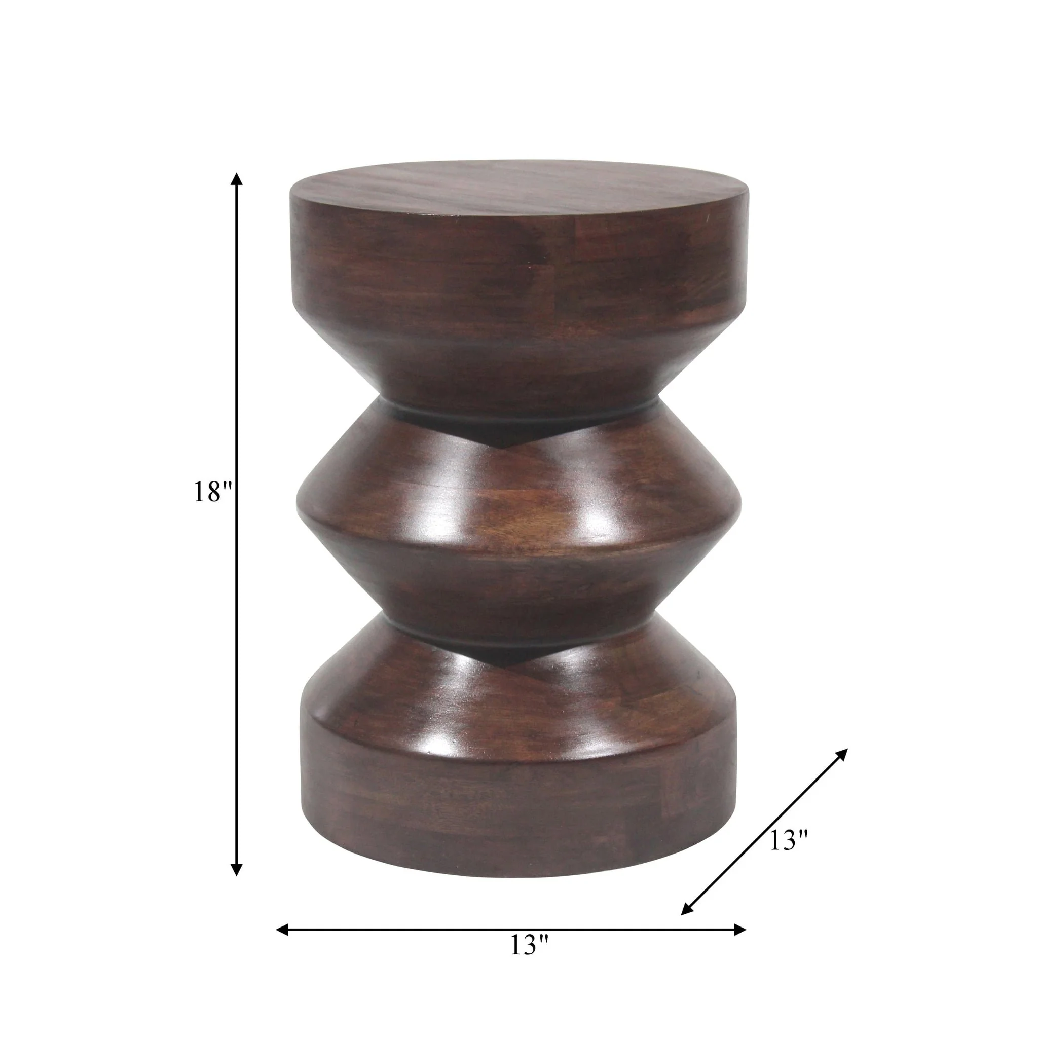 18" Solid Mango Side Table, Walnut - Image 7