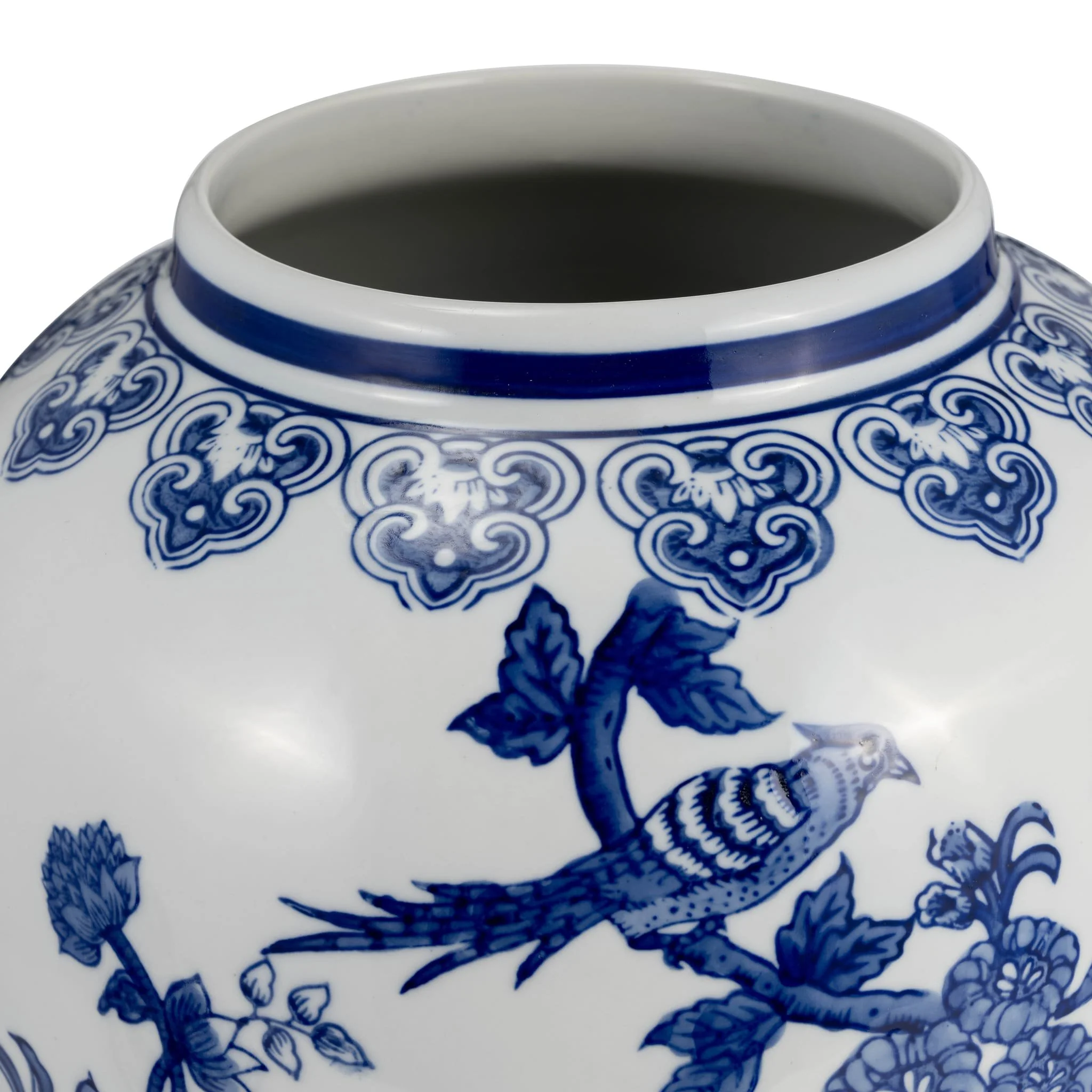 18" Temple Jar Bird/flower, Blue - Image 5