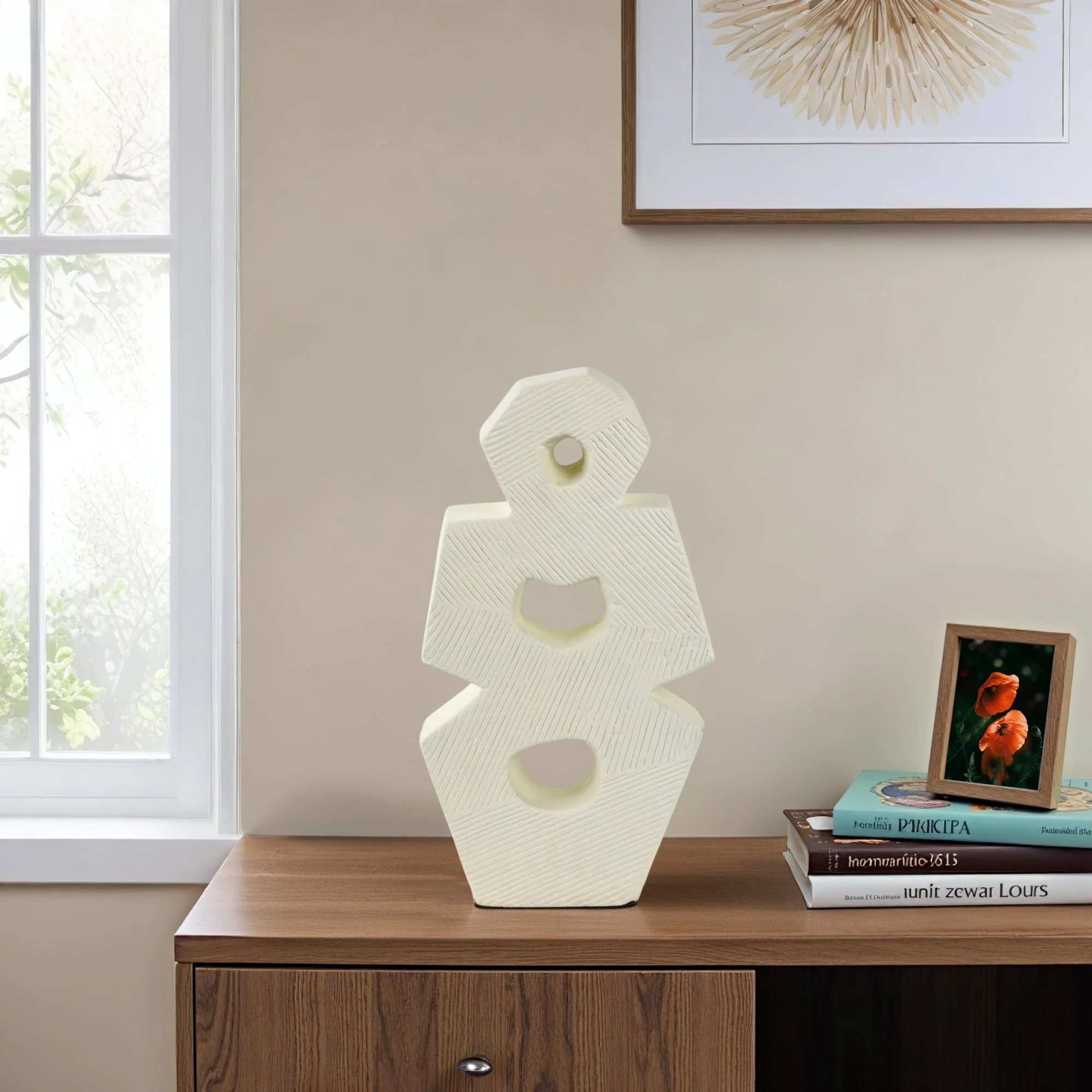 18" Terracotta Abstract Sculpture, Ivory - Image 10