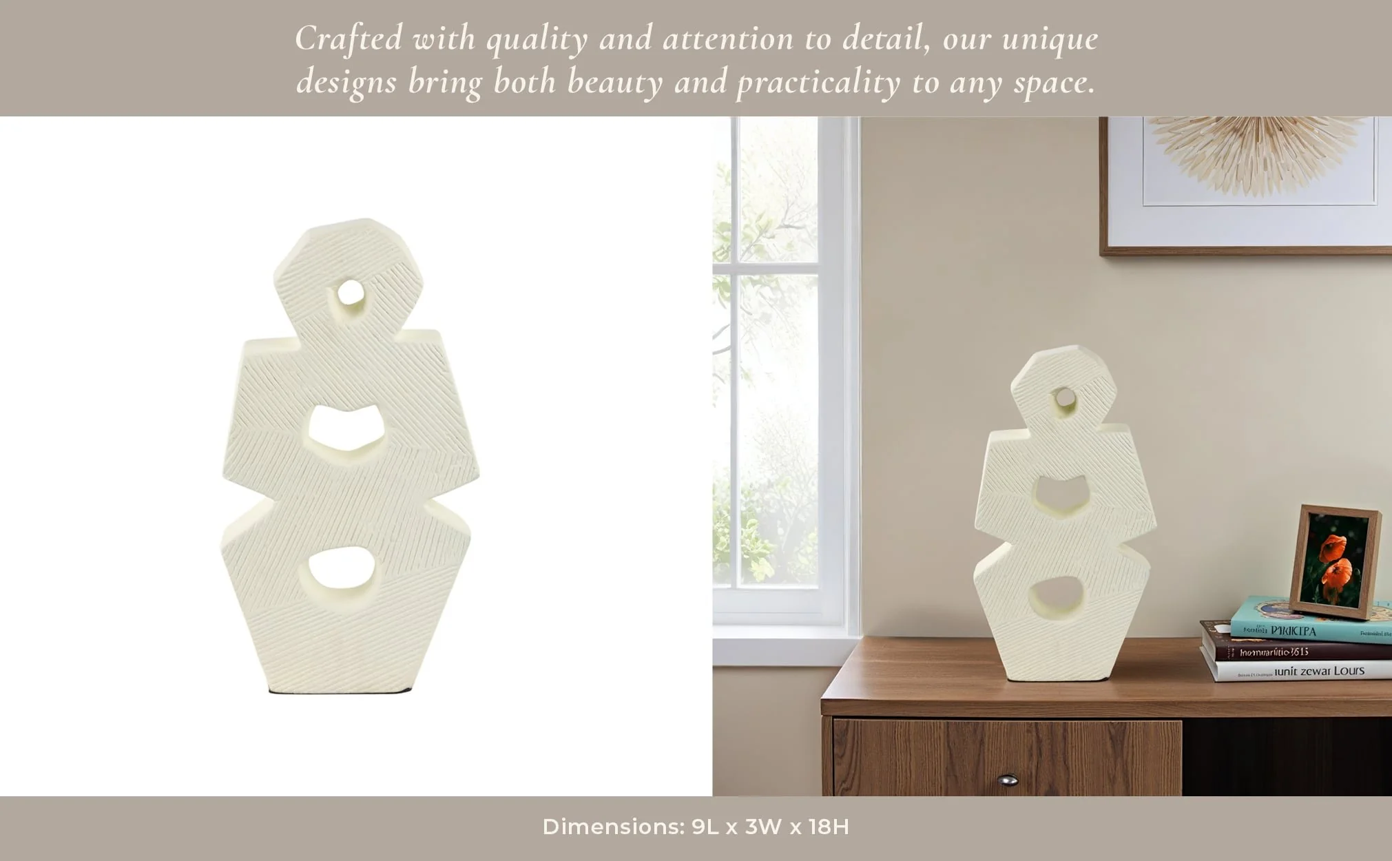 18" Terracotta Abstract Sculpture, Ivory - Image 11