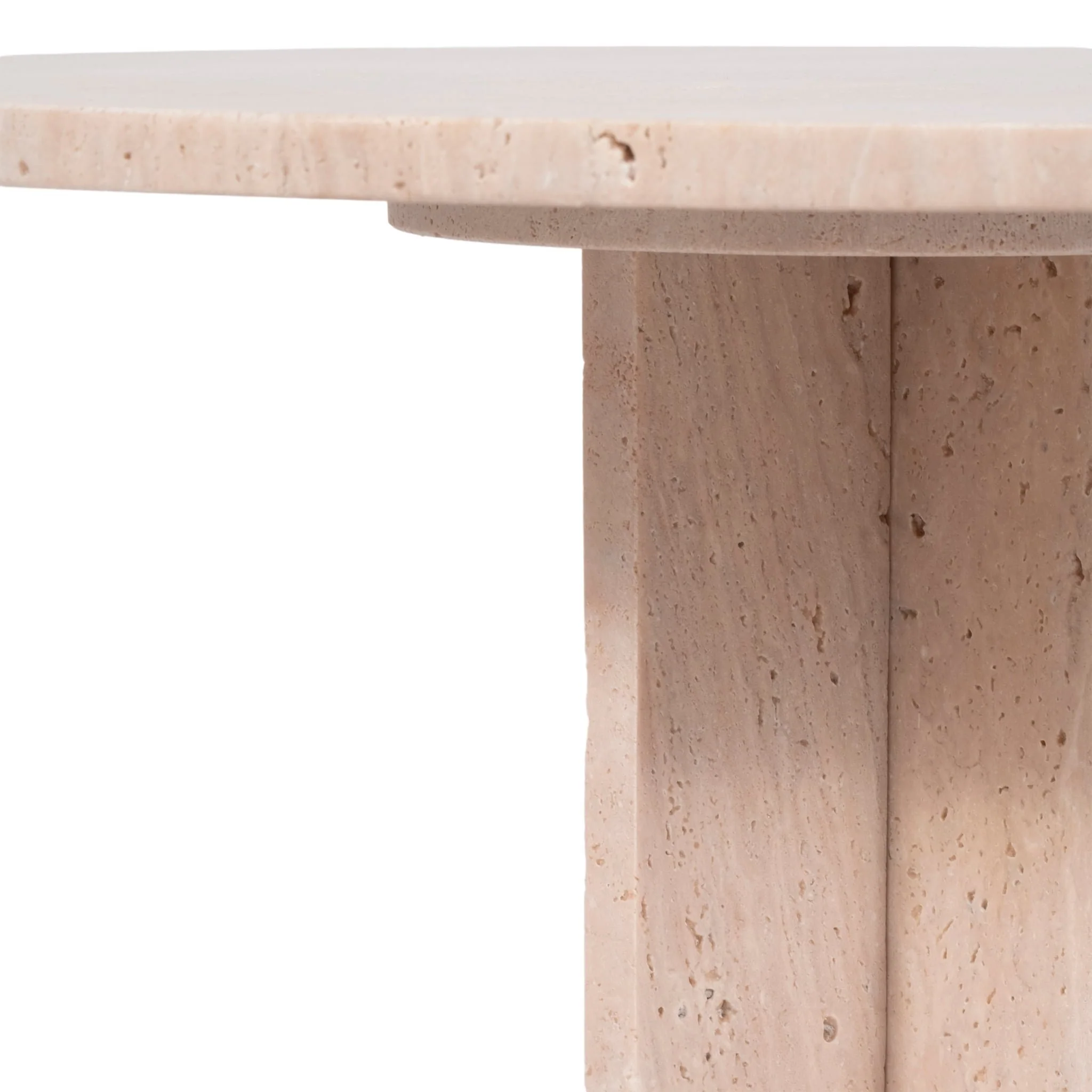 18" Travertine Accent Table Kd, Tan - Image 6