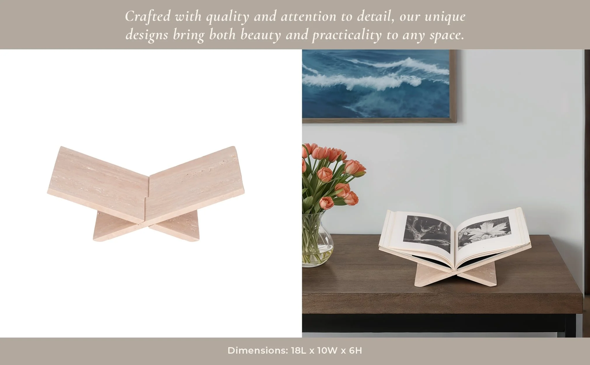 18" Travertine Bookstand, Tan, Kd - Image 11
