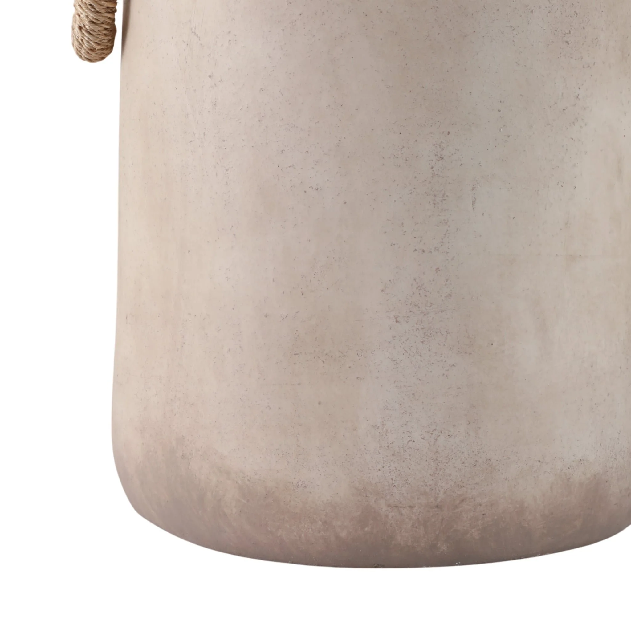 18" Vase With Rattan Handles, Antique White - Image 5