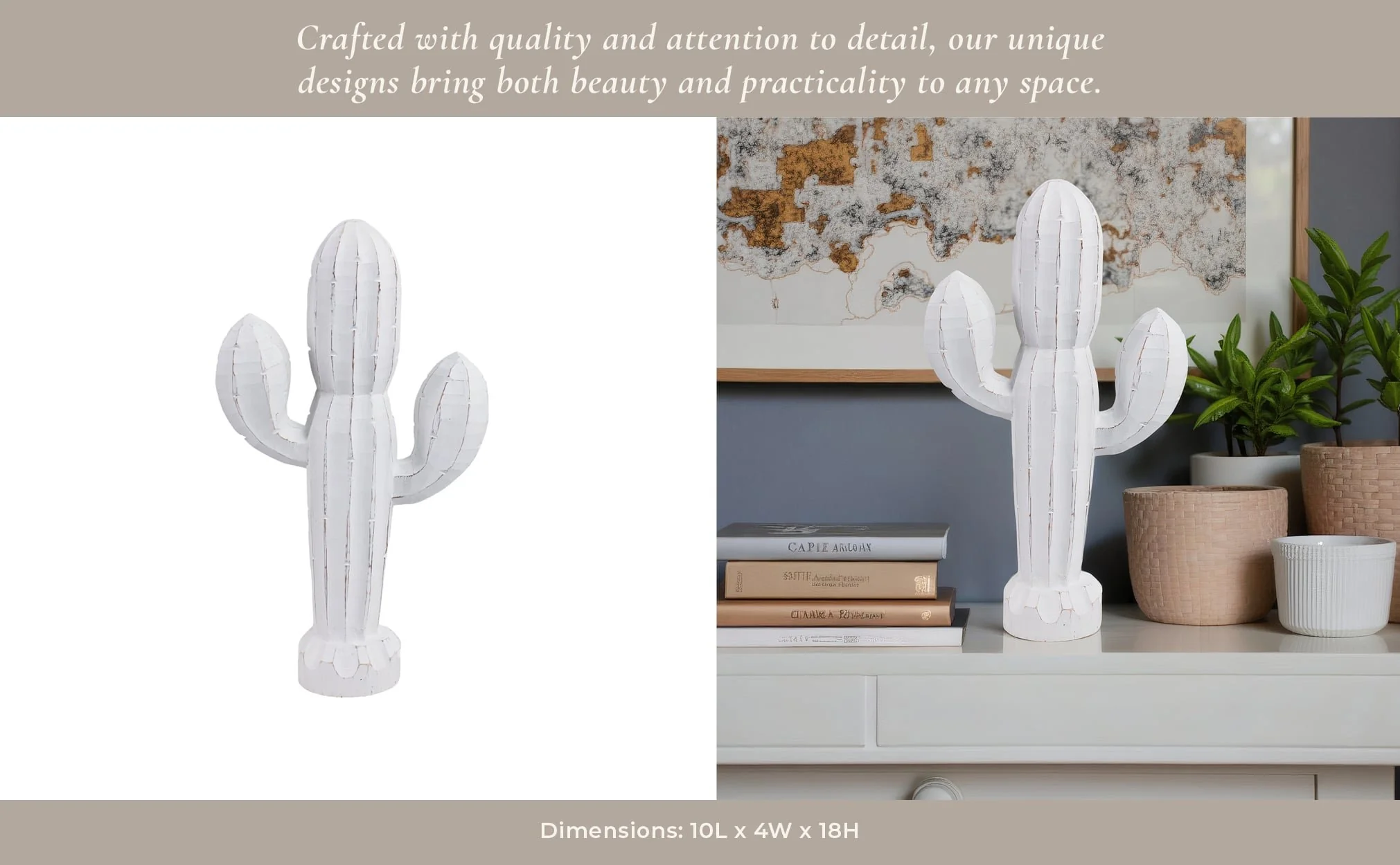 18" Wooden Cactus Decor, Wht - Image 12