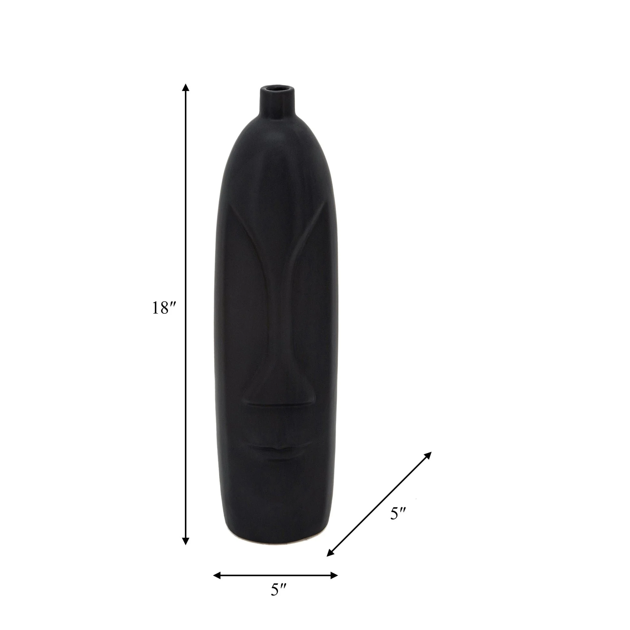 18"h Face Vase, Black - Image 3
