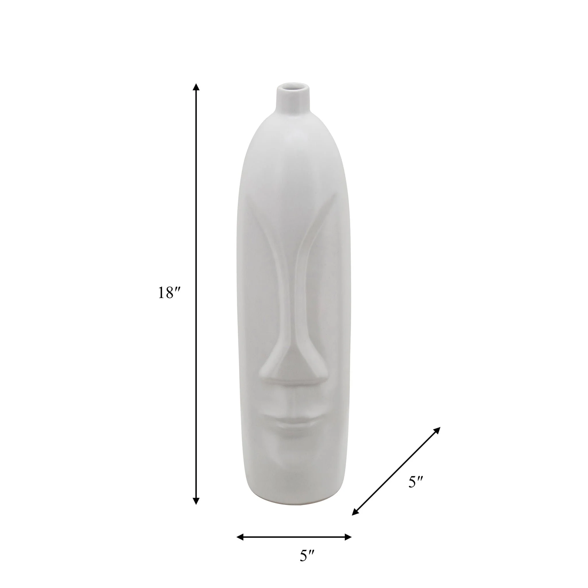 18"h Face Vase, White - Image 2