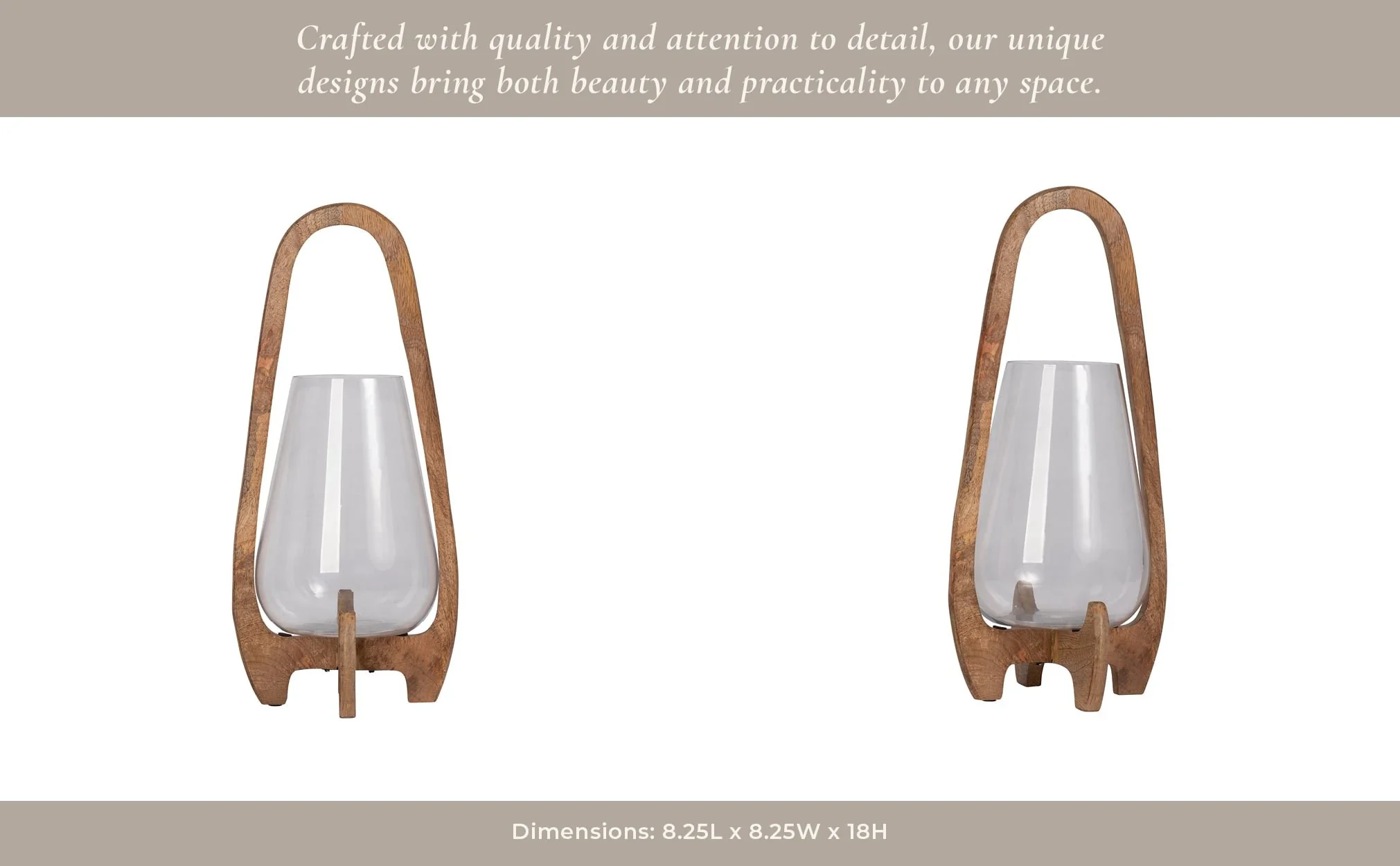 18"h Glass Lantern W/ Wood Handle, Natural - Image 13