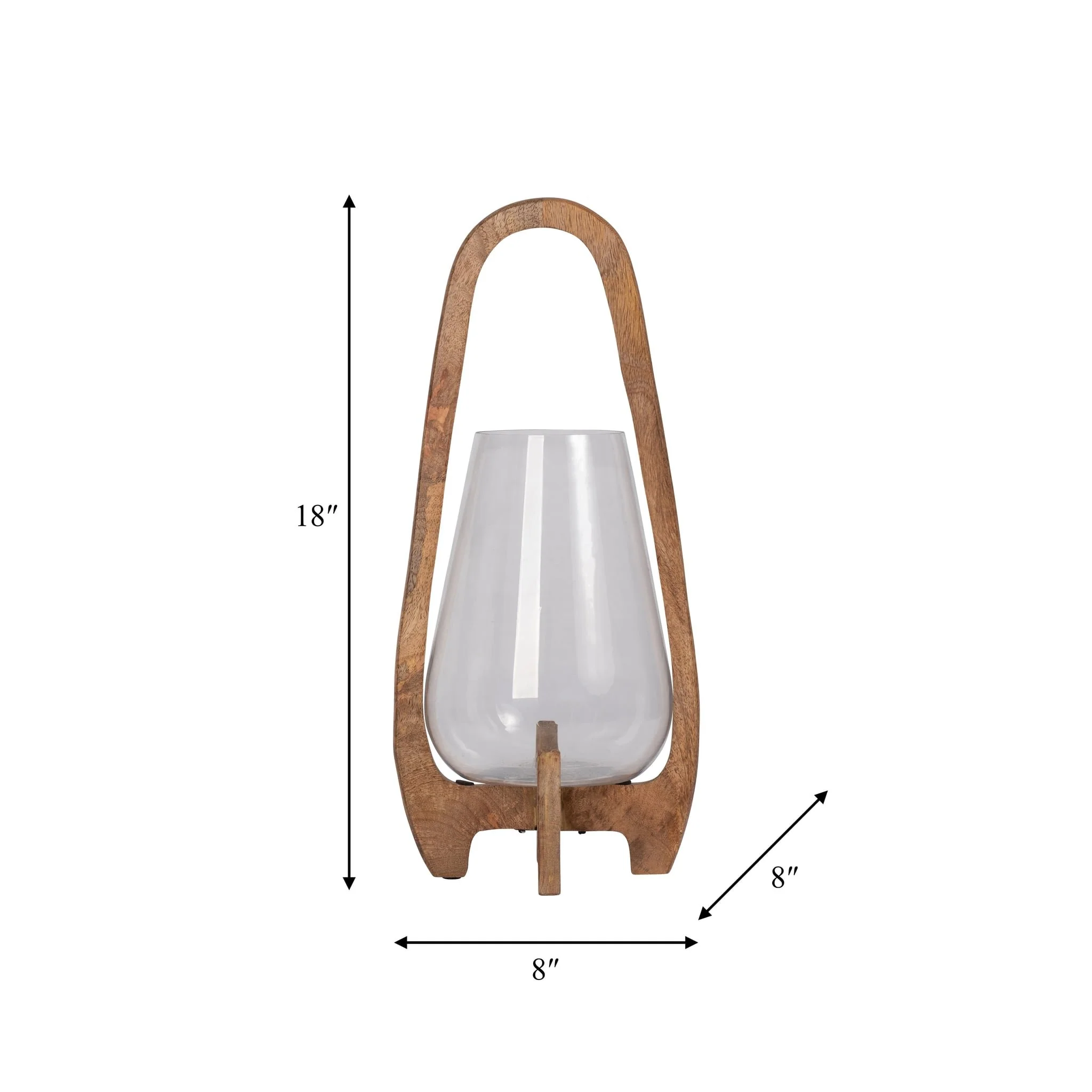 18"h Glass Lantern W/ Wood Handle, Natural - Image 9