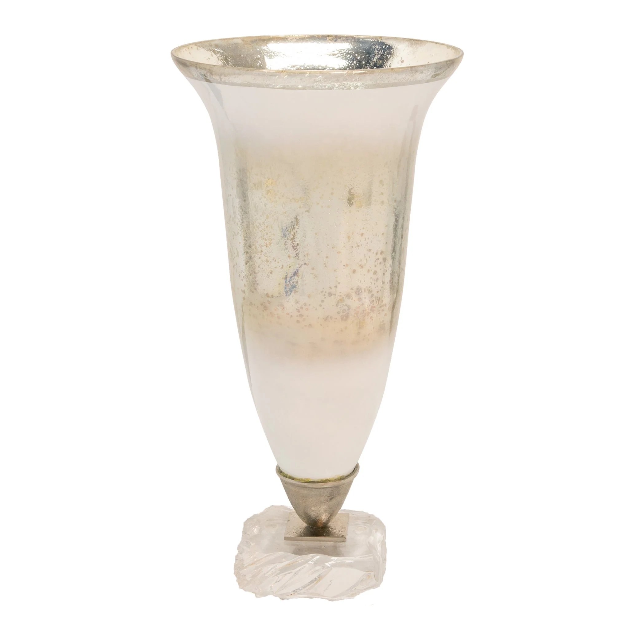 18"h Glass Vase W/ Acrylic Base, Silver - Image 2