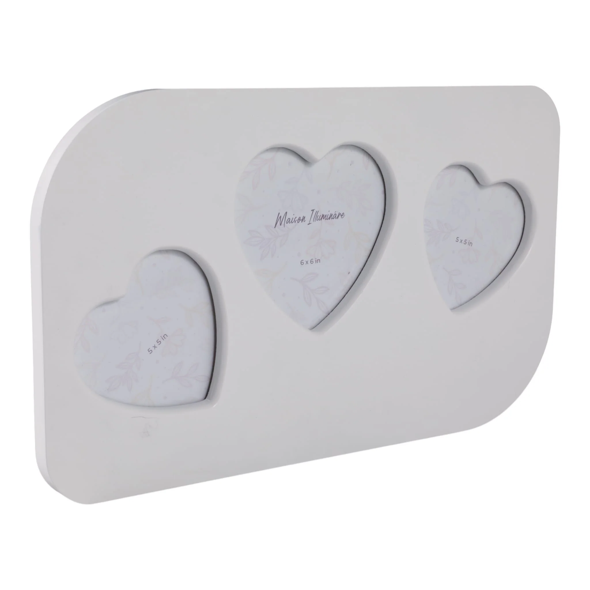 18x11" 3 Hearts Collage Photo Frame, White - Image 2