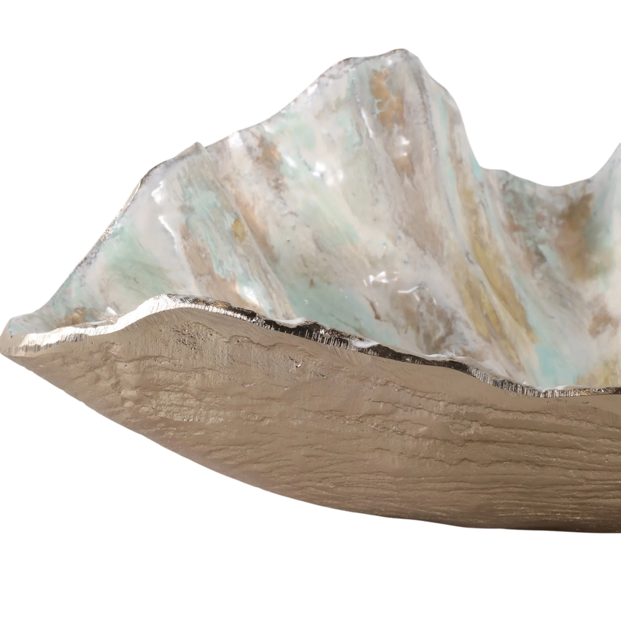 18x12" Metal Seashell Bowl, Multi - Image 5