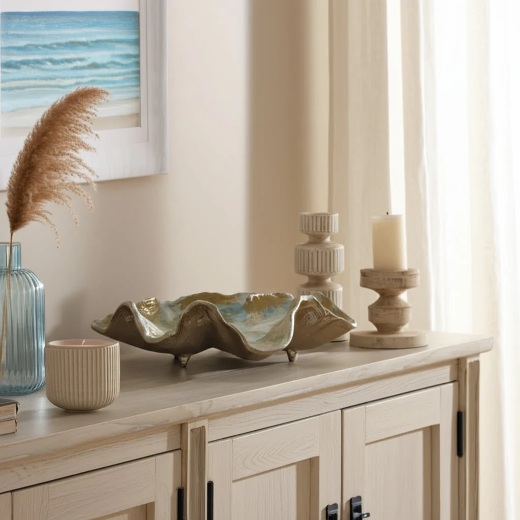 18x12" Metal Seashell Bowl, Multi - Image 8