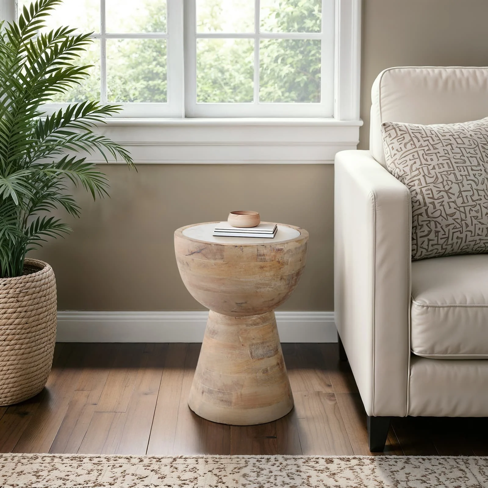 18x13" Hourglass Marble Top Accent Table, Wht/blnd - Image 10