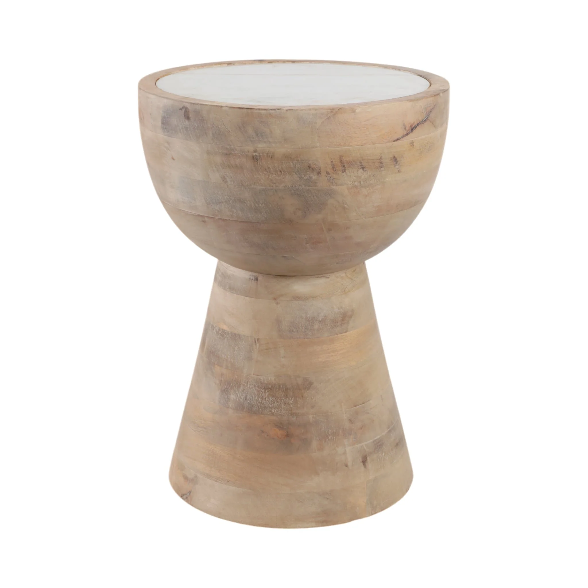 18x13" Hourglass Marble Top Accent Table, Wht/blnd - Image 3