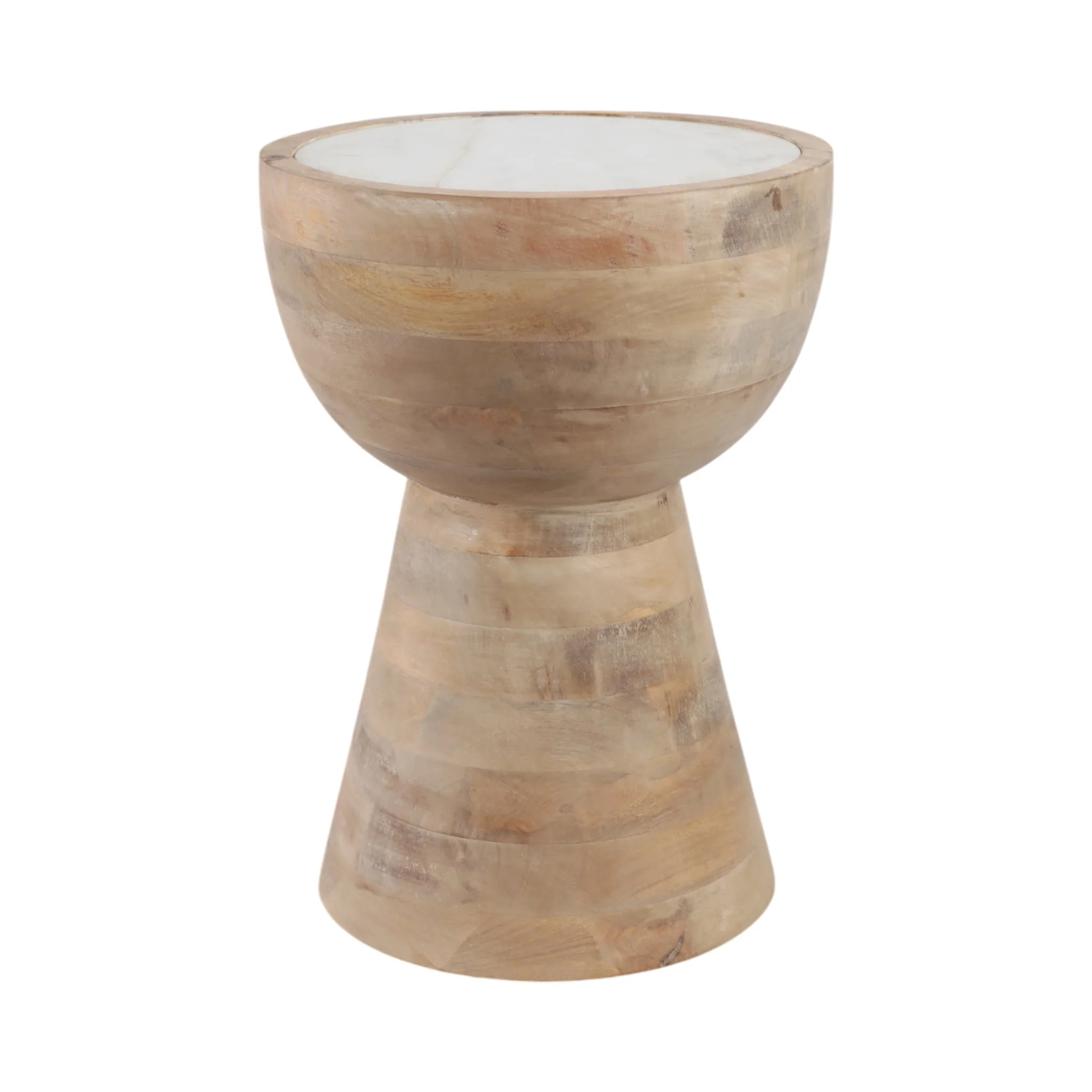 18x13" Hourglass Marble Top Accent Table, Wht/blnd - Image 4