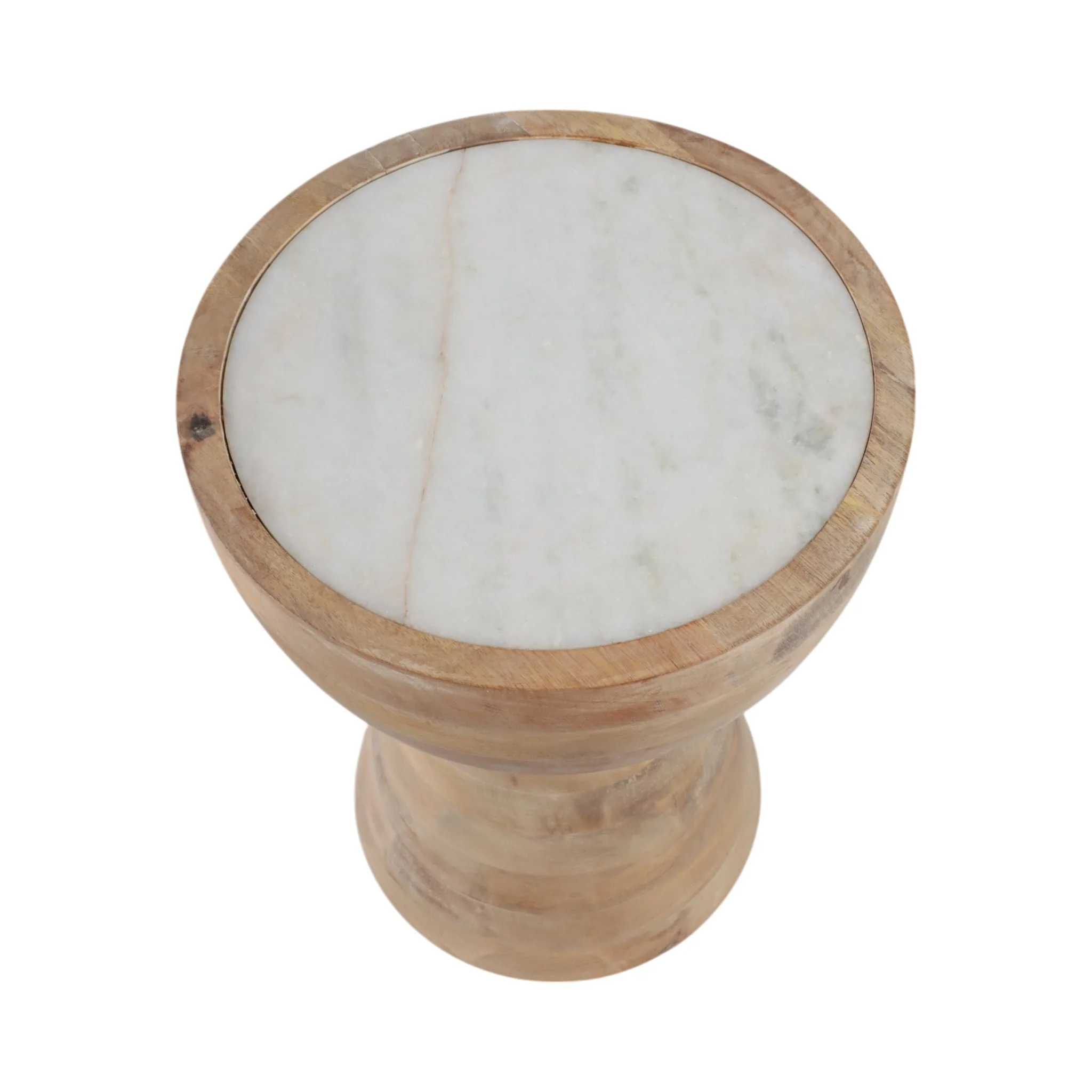 18x13" Hourglass Marble Top Accent Table, Wht/blnd - Image 7