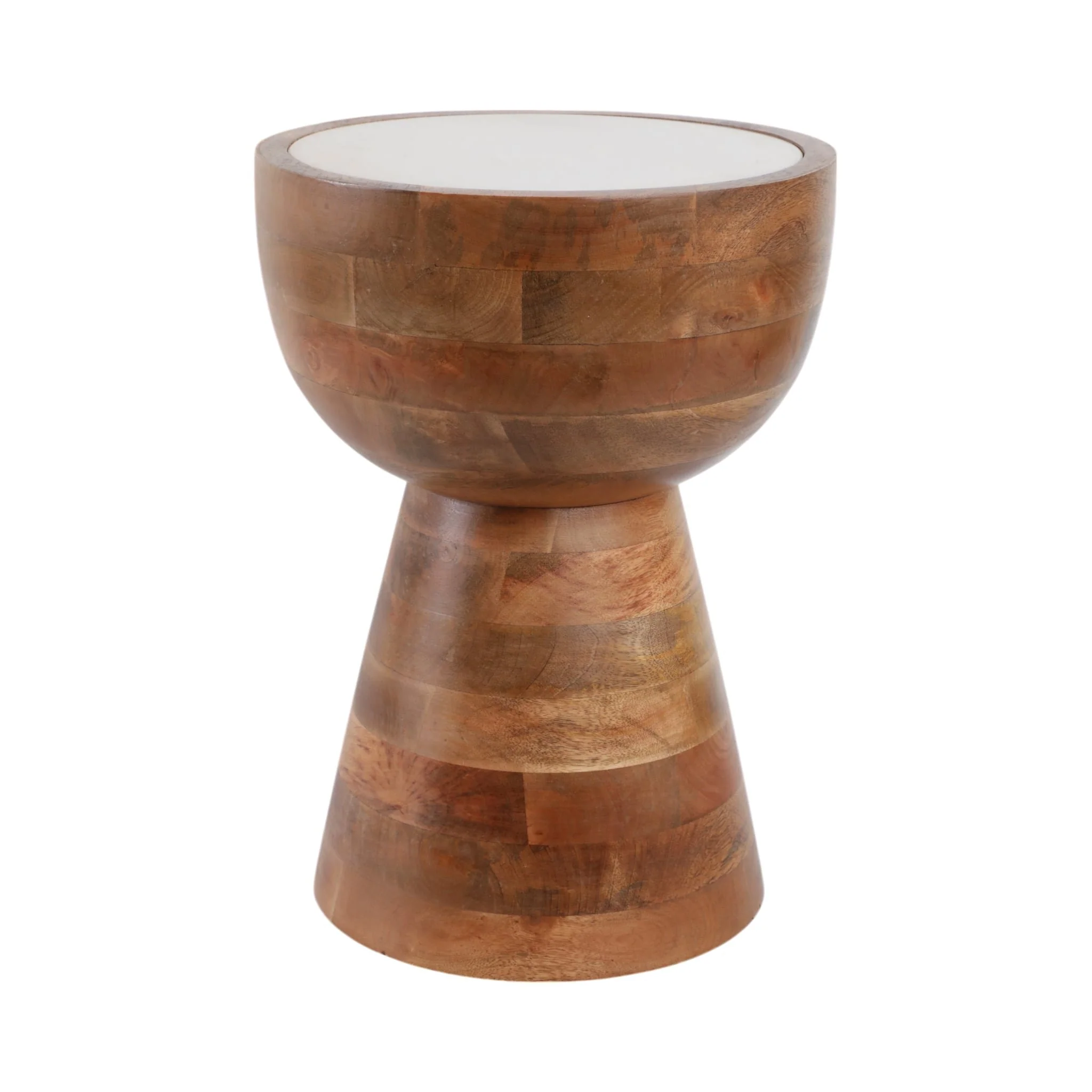 18x13" Hourglass Marble Top Accent Table,wht/natrl - Image 4