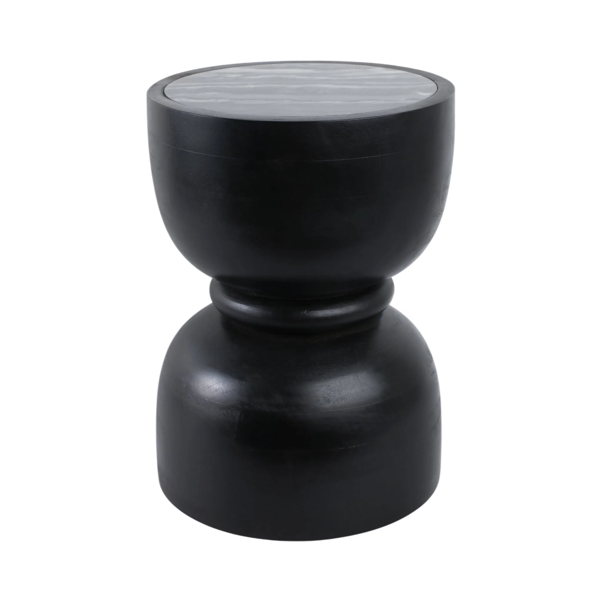 18x13" Marble Top Accent Table With Ring, Black - Image 4