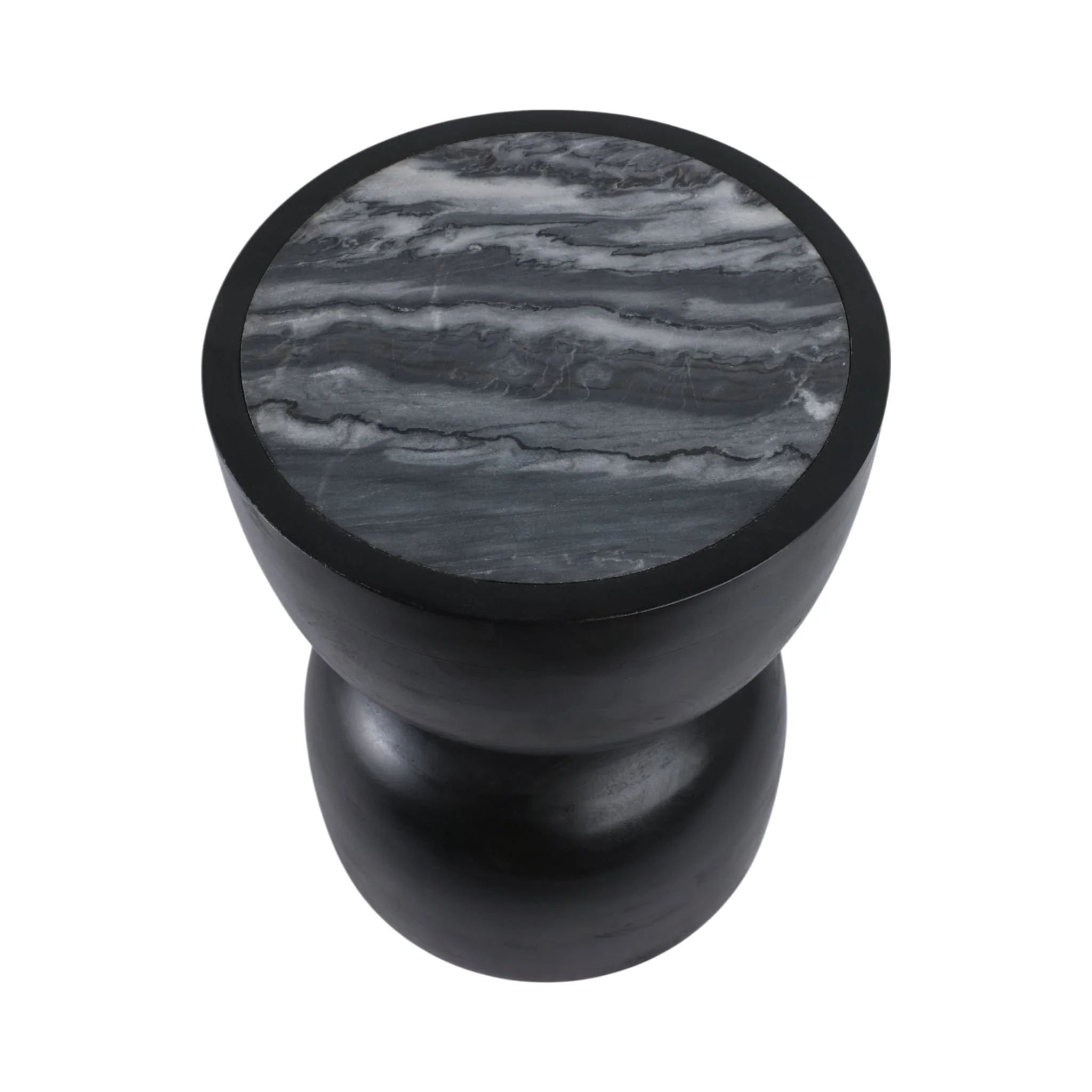 18x13" Marble Top Accent Table With Ring, Black - Image 7