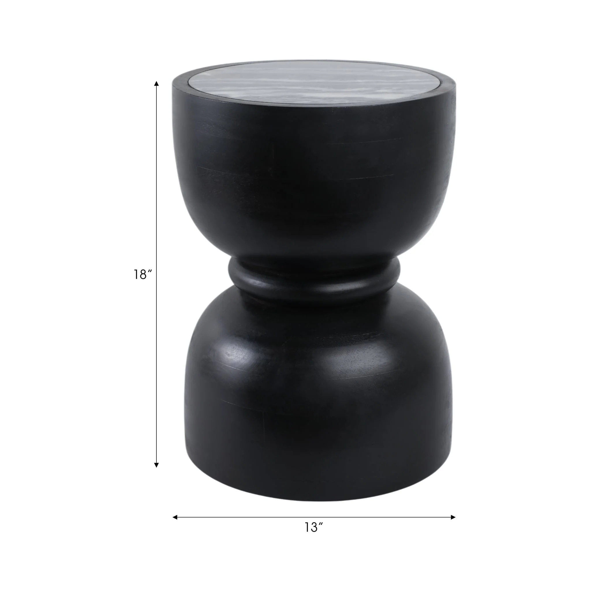 18x13" Marble Top Accent Table With Ring, Black - Image 8