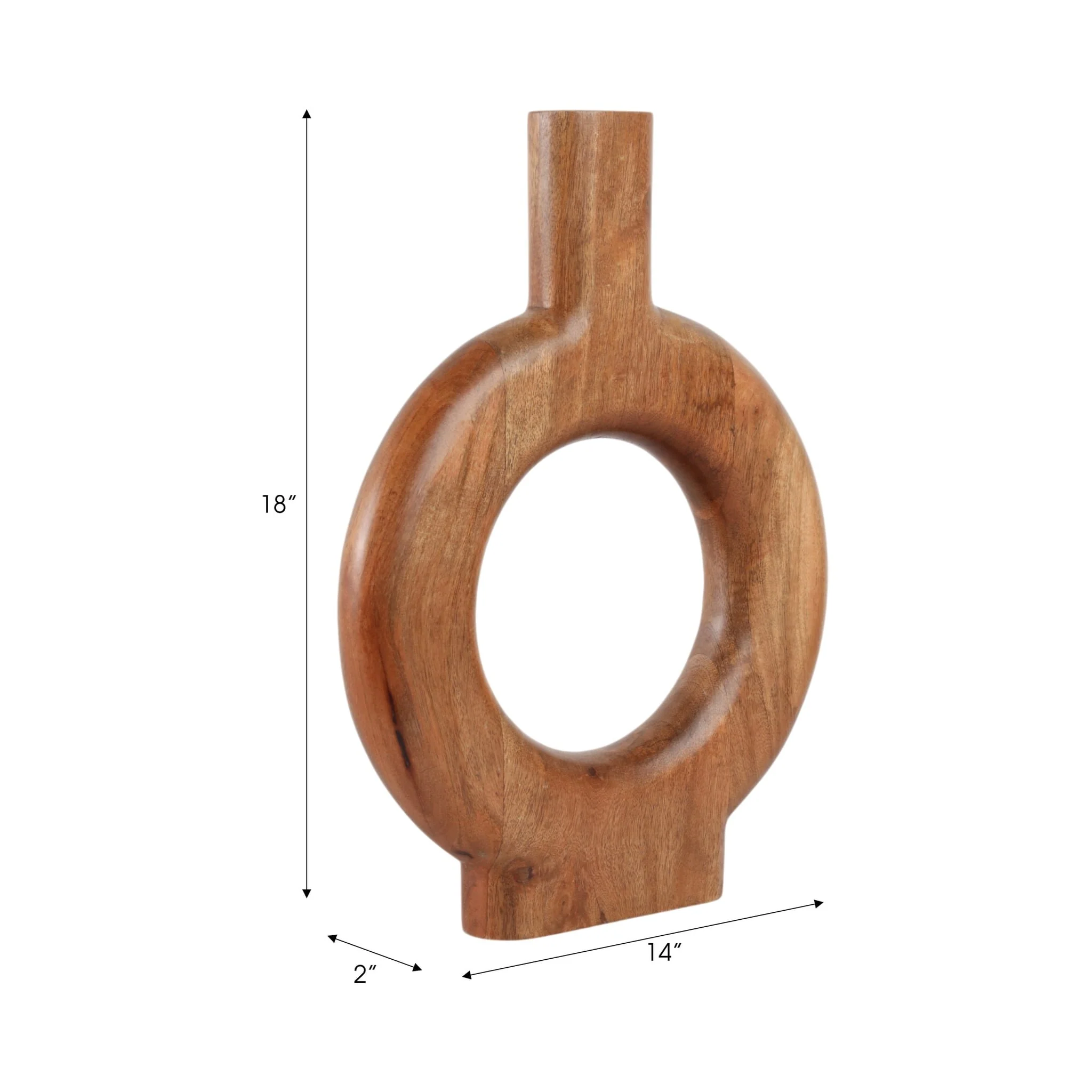 18x14" Donut Shaped Wood Vase, Natural - Image 9