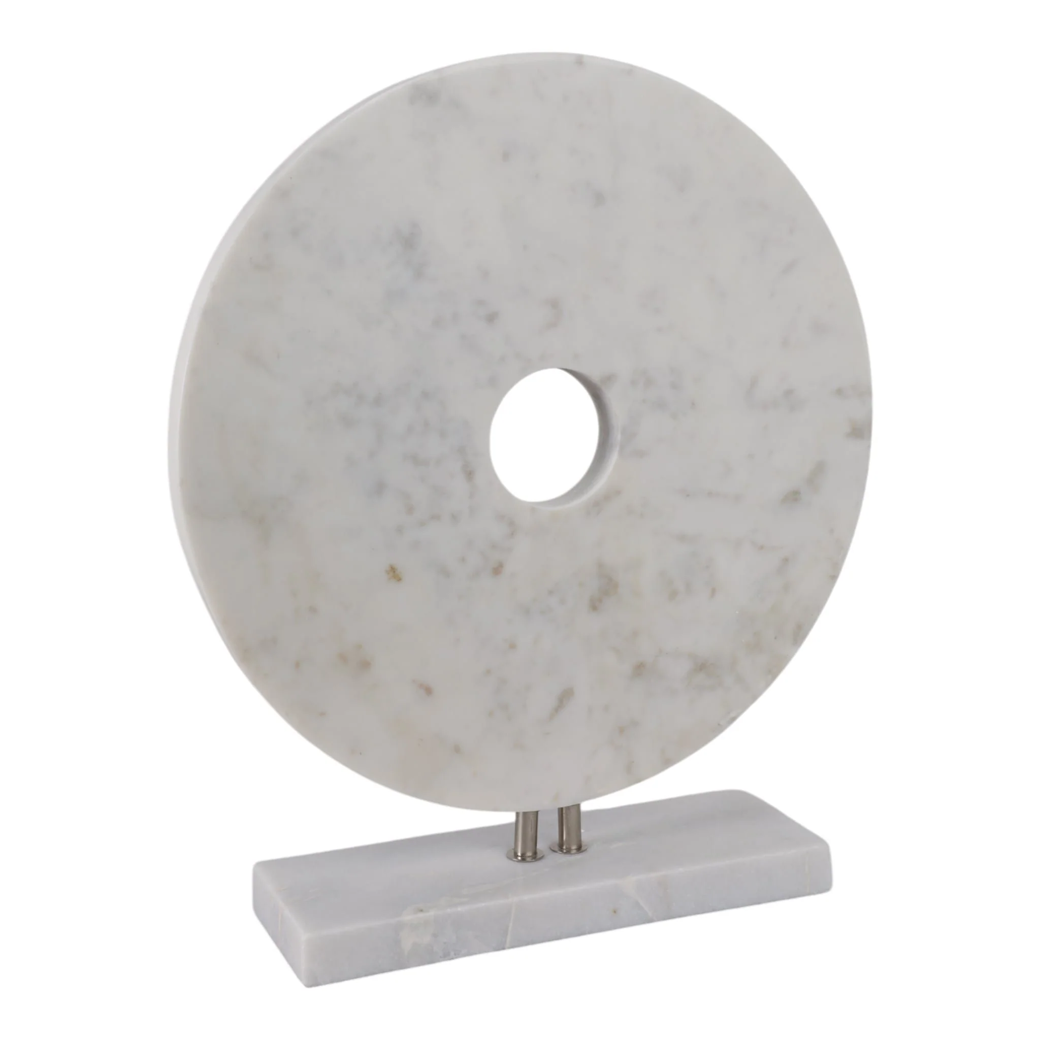 18x16" Marble Disc On Stand, White - Image 2