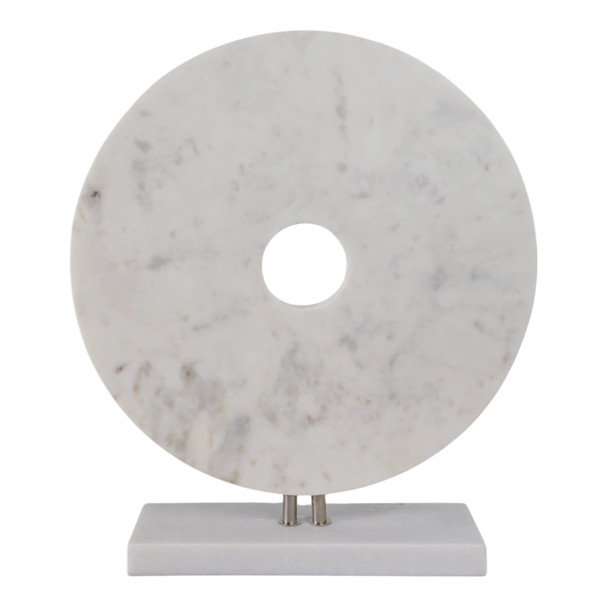 18x16" Marble Disc On Stand, White - Image 4