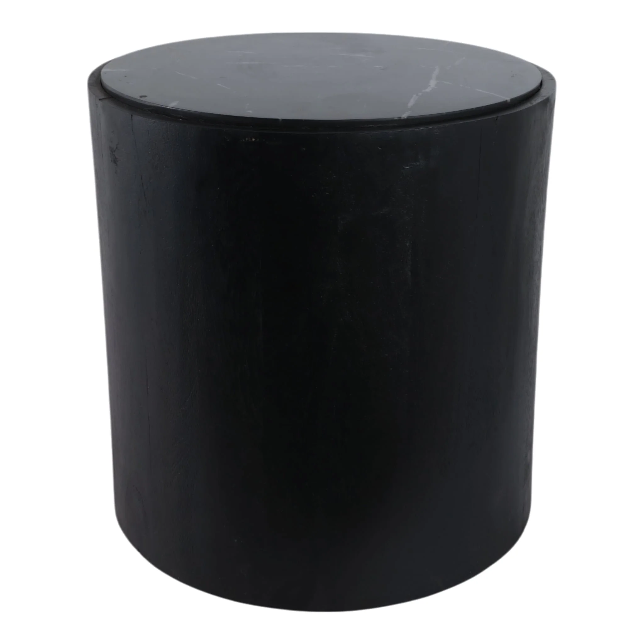 18x18 Marble Inlay Rnd Accent Table, Blk/wht - Image 2