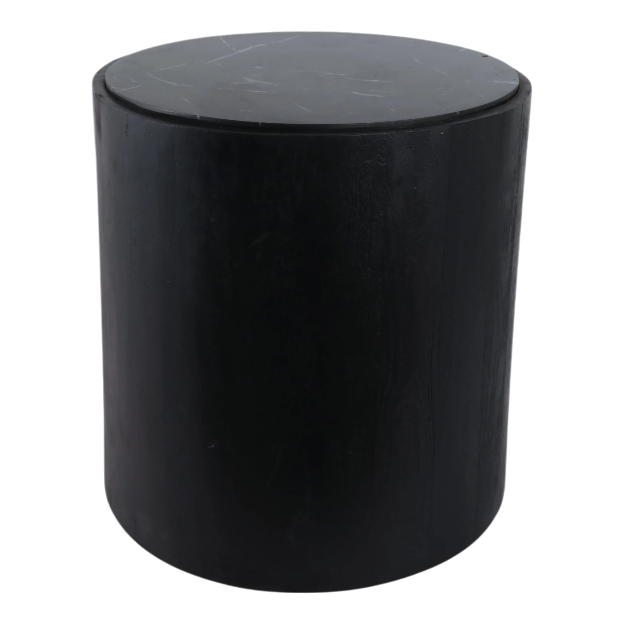 18x18 Marble Inlay Rnd Accent Table, Blk/wht - Image 4